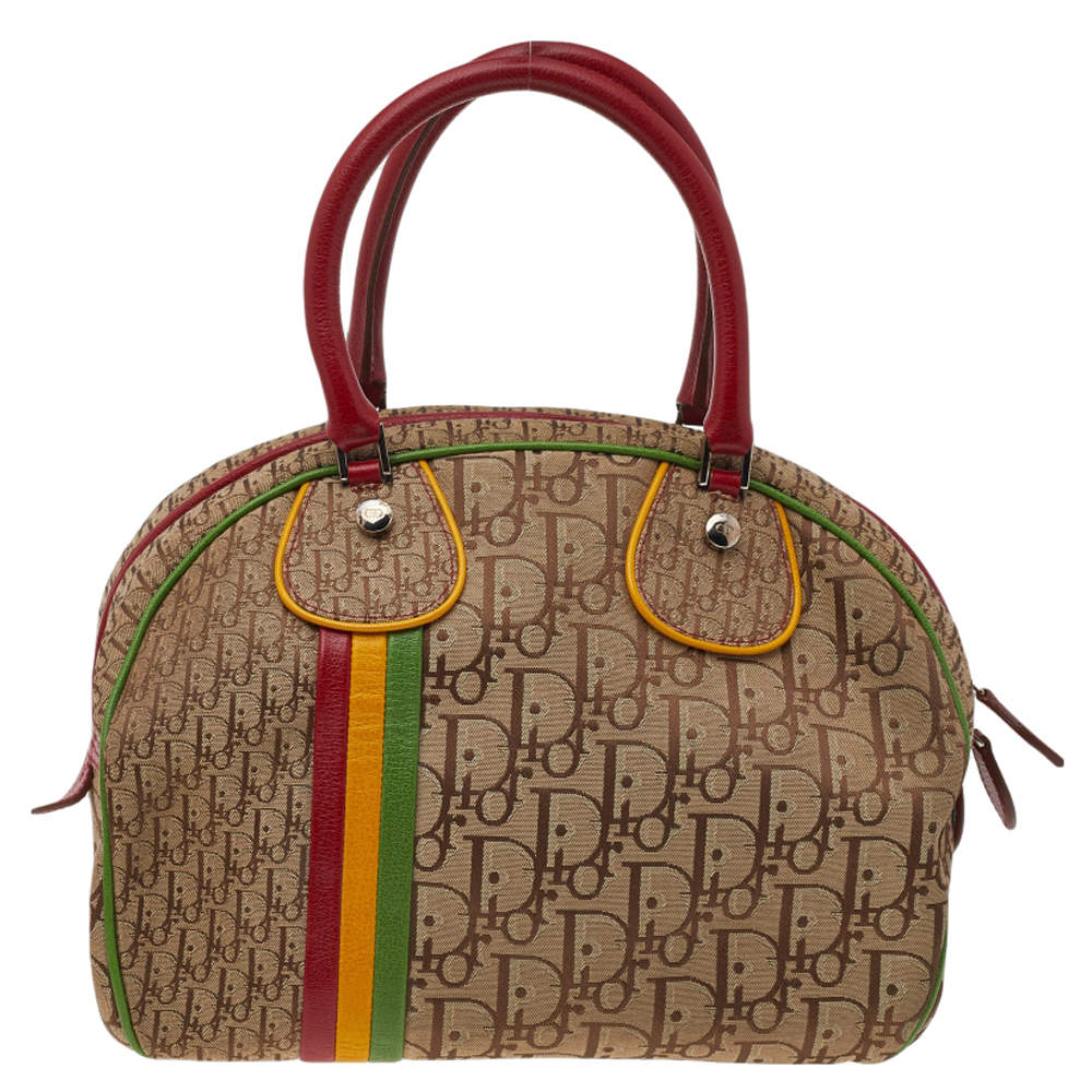 Pre Owned Dior Mulitcolor Trotter Canvas And Leather Rasta Bowler Bag