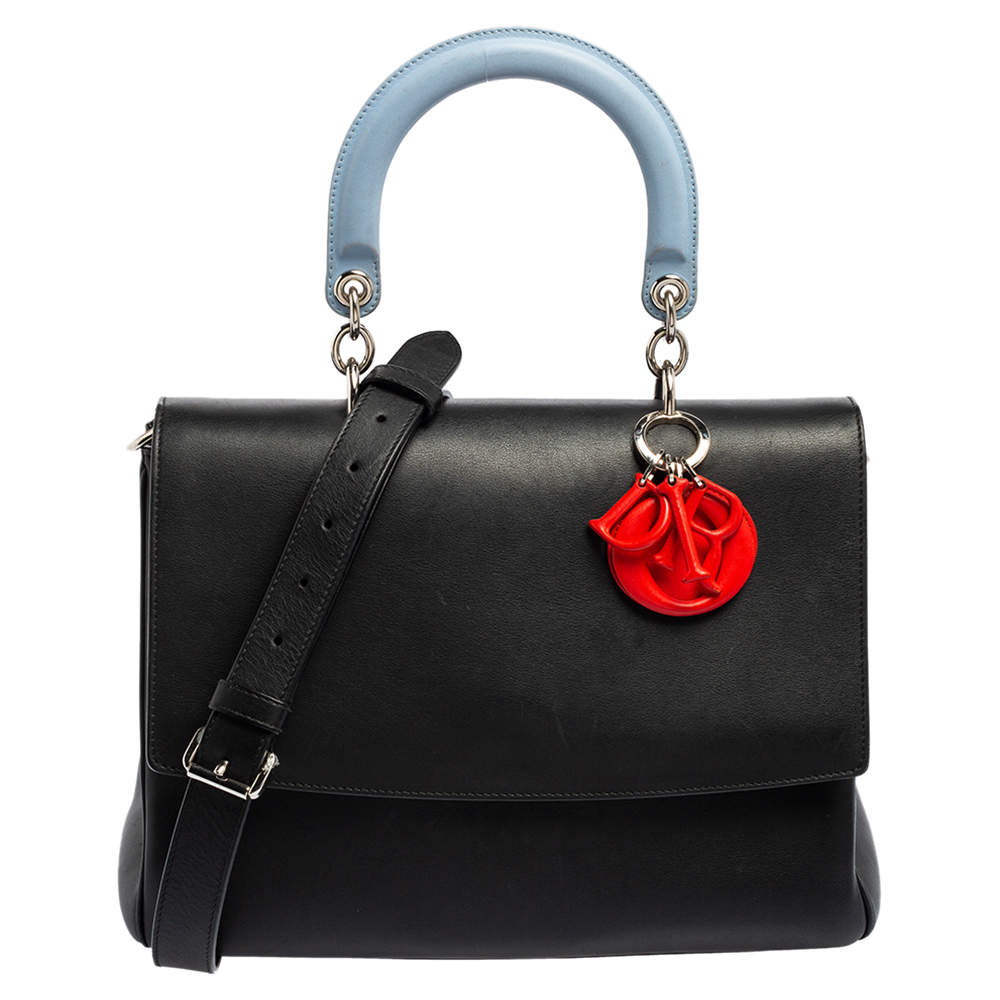Pre Owned Dior Black Leather Medium Be Dior Top Handle Bag