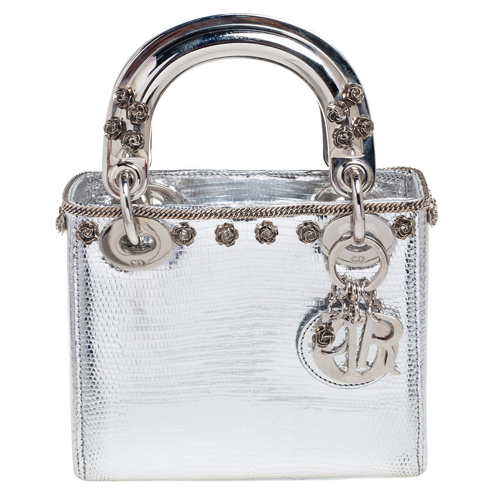 Christian Dior Silver Nubuck Cannage Quilted Mini Lady Dior  myGemma  QA   Item 127499
