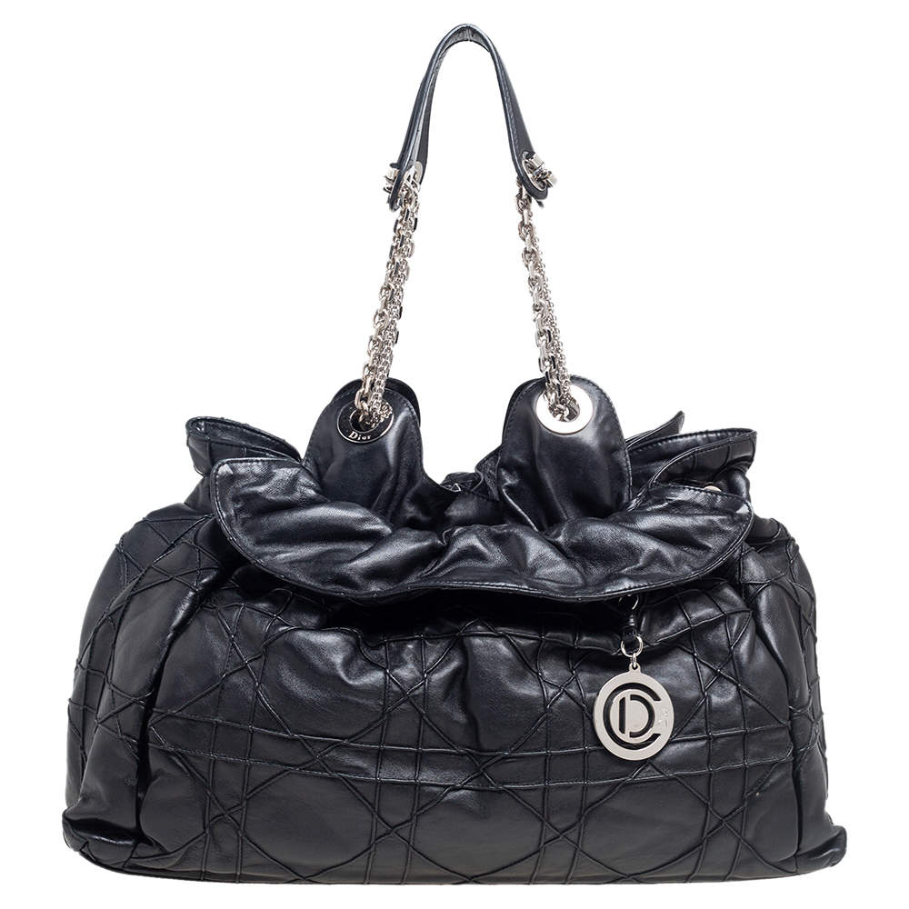 Pre Owned Dior Black Cannage Leather Le Trente Hobo