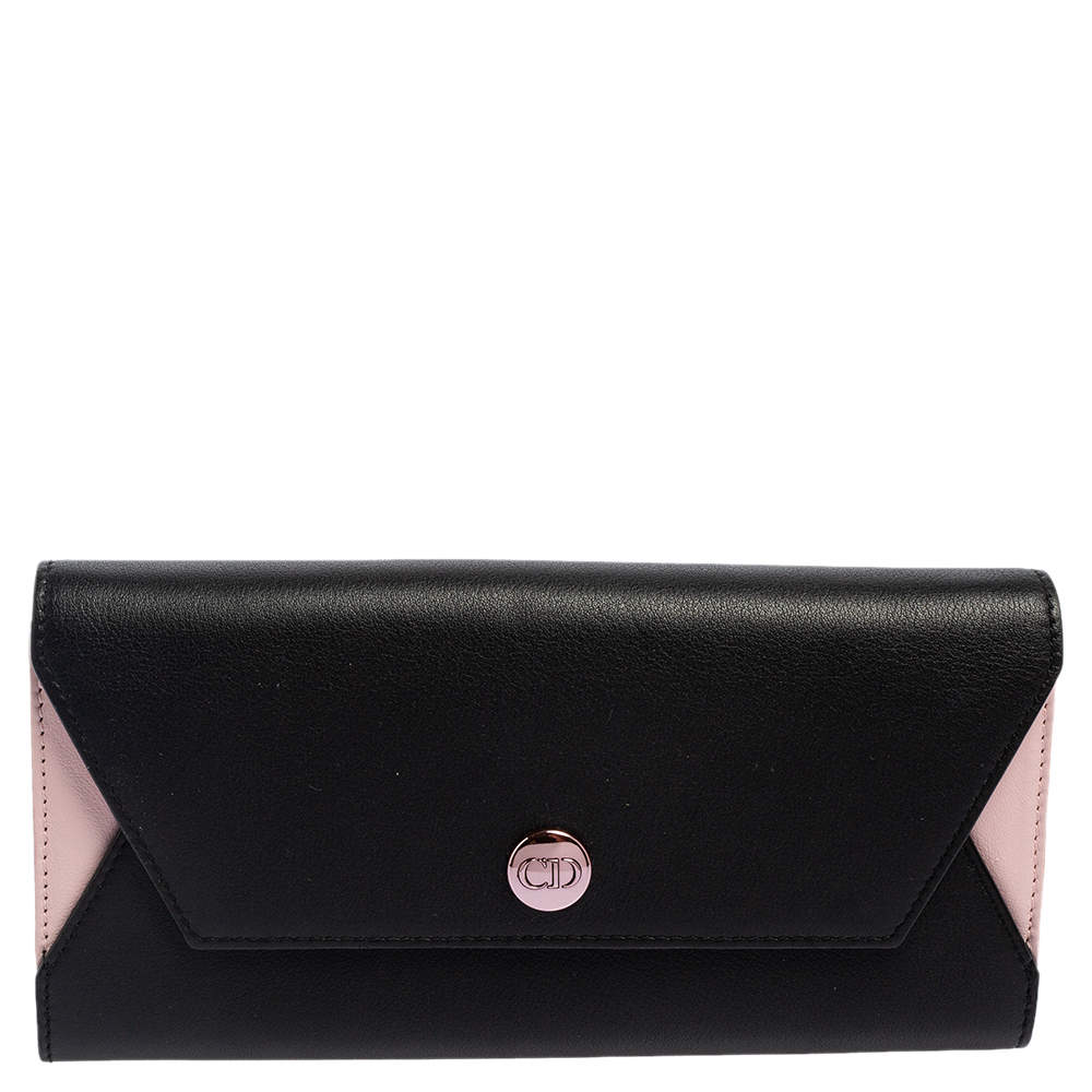 Dior Black/Pink Leather Envelope Wallet 
