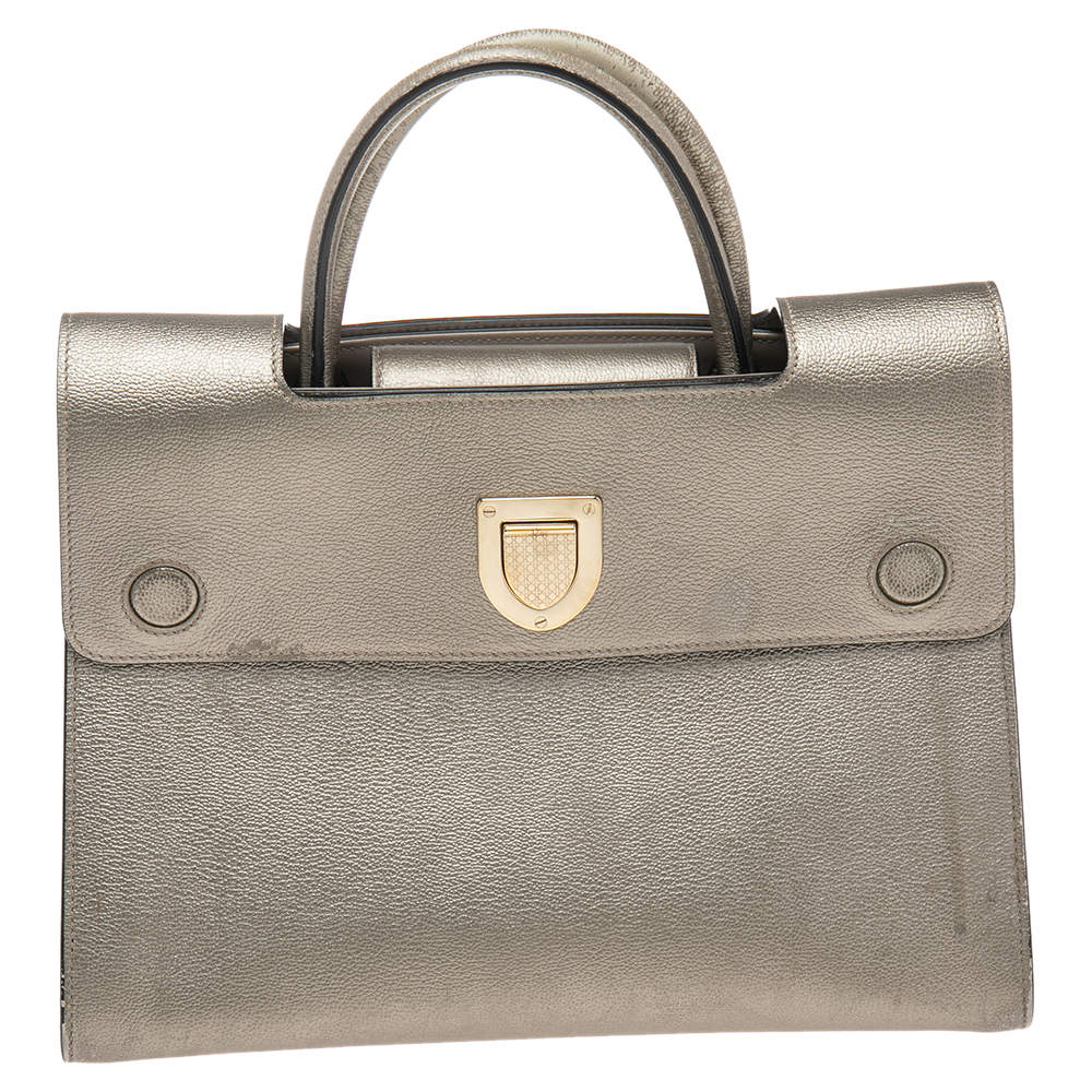 Pre Owned Dior Gold Leather Medium Diorever Tote