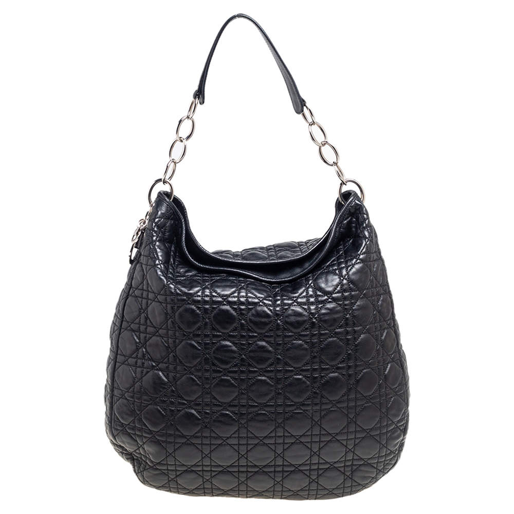 Dior Black Quilted Cannage Soft Leather Large Hobo