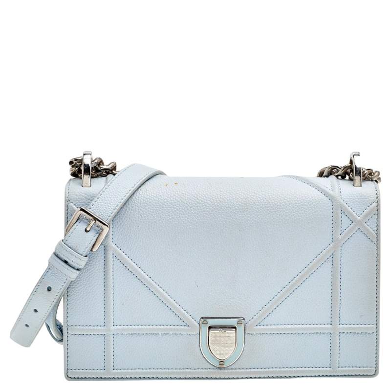 Pre Owned Dior Powder Blue Leather Small Diorama Shoulder Bag