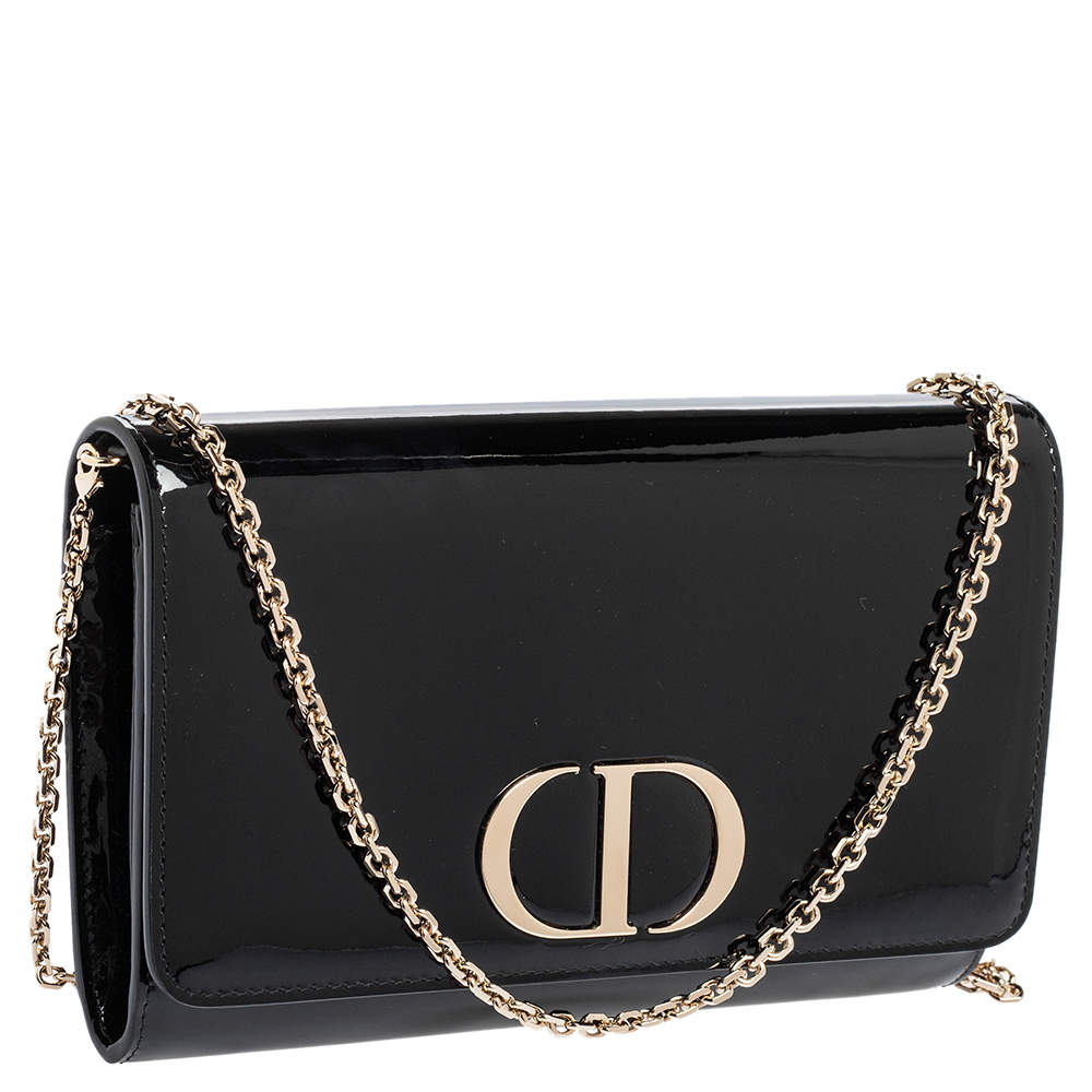 Christian Dior Black Calfskin Leather Montaigne 30 Chain Clutch Bag -  Yoogi's Closet