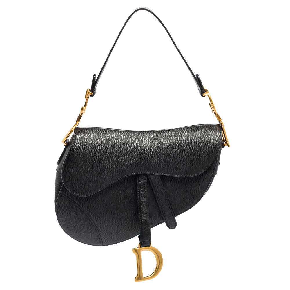 Pre Owned Dior Black Leather Saddle Shoulder Bag