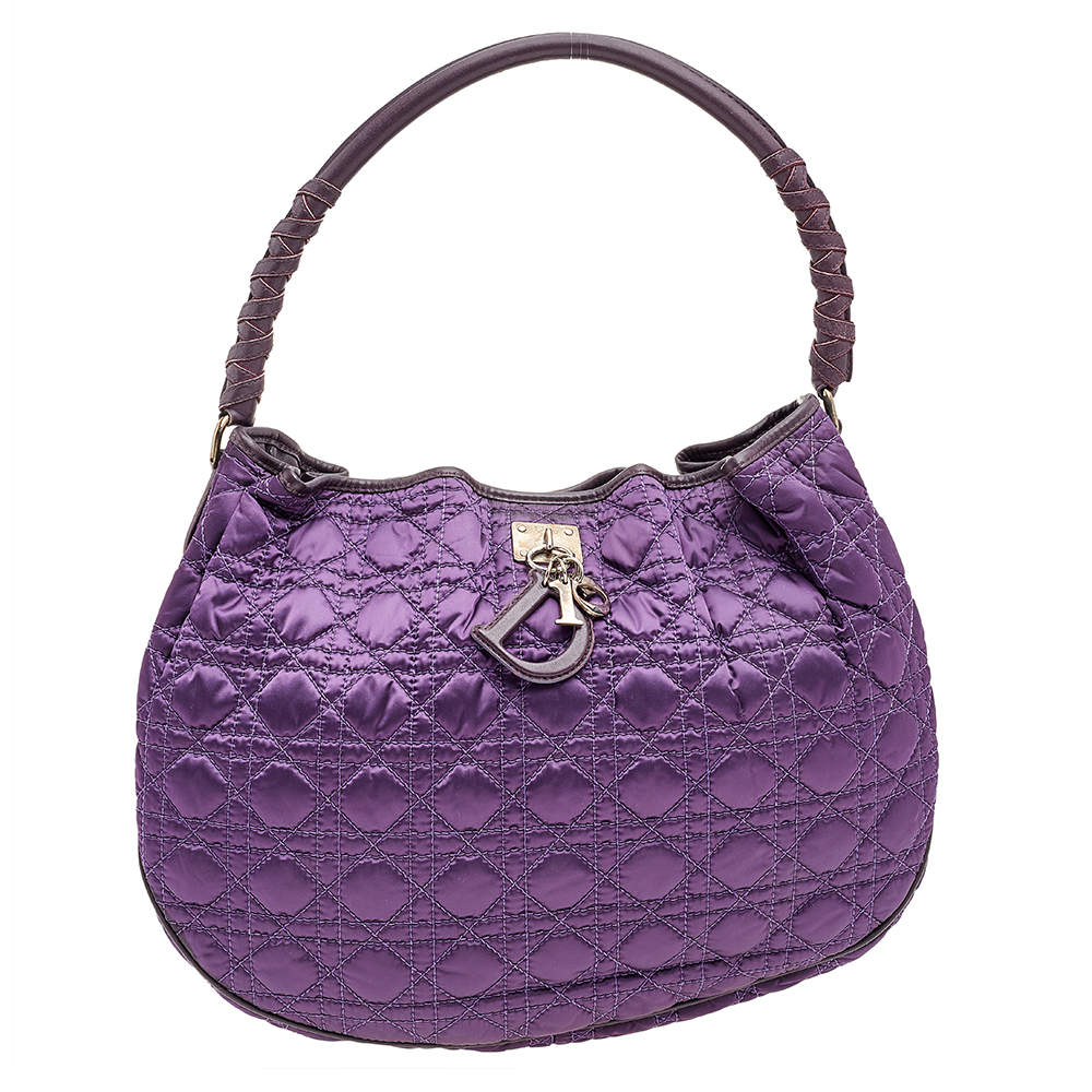 Pre Owned Dior Purple Nylon Charming Hobo