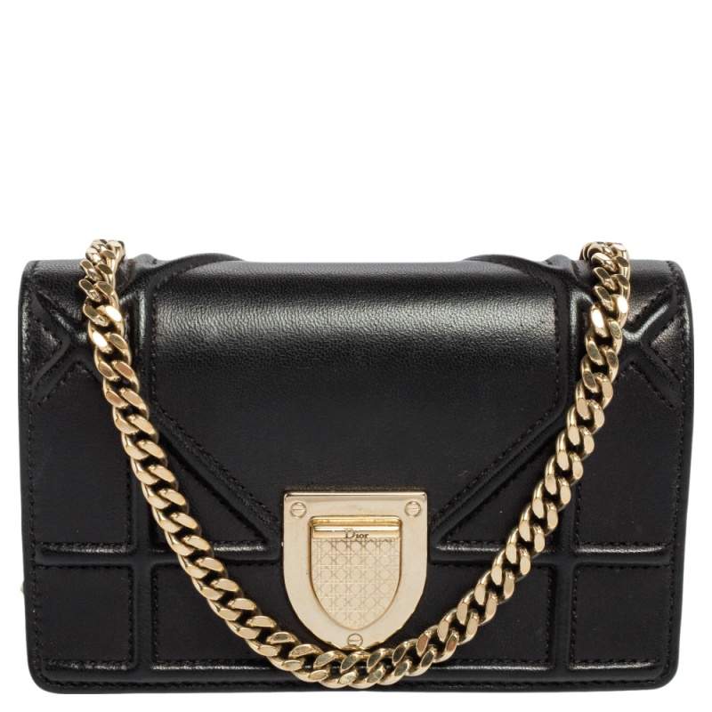 Pre Owned Dior Black Cannage Leather Baby Diorama Crossbody Bag