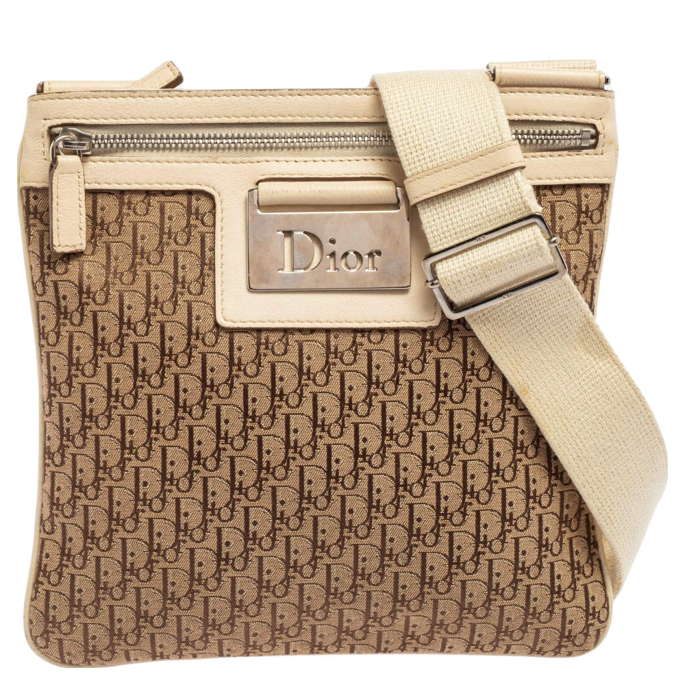 Pre Owned Dior Beige/Brown Oblique Jacquard Canvas Messenger Bag