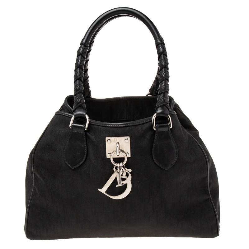 Christian Dior Black Canvas And Leather Diorissimo Small Lovely Tote ...