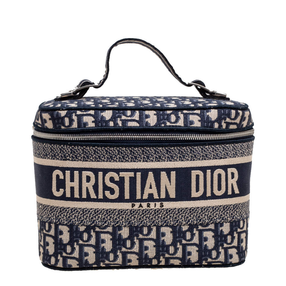 Dior Blue Oblique Canvas Travel Vanity Case Top Handle Bag Dior | The ...
