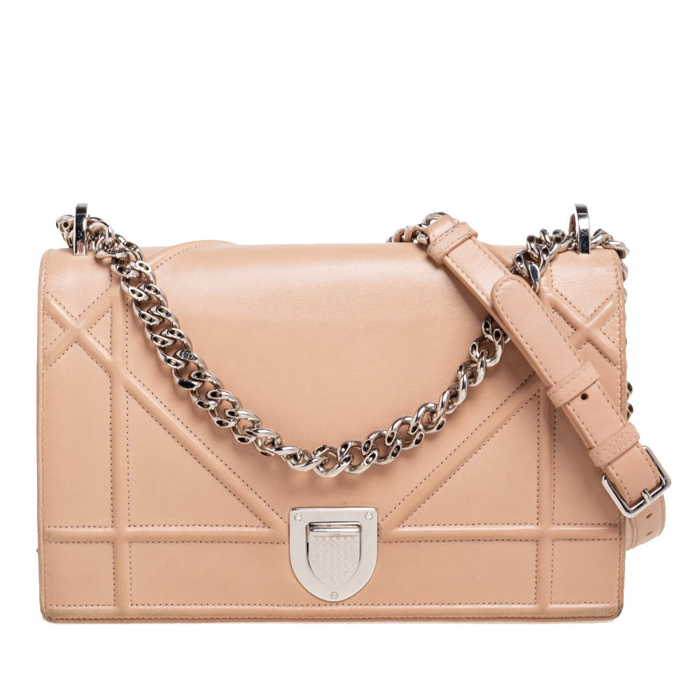 Dior Beige Leather Medium Diorama Flap Shoulder Bag