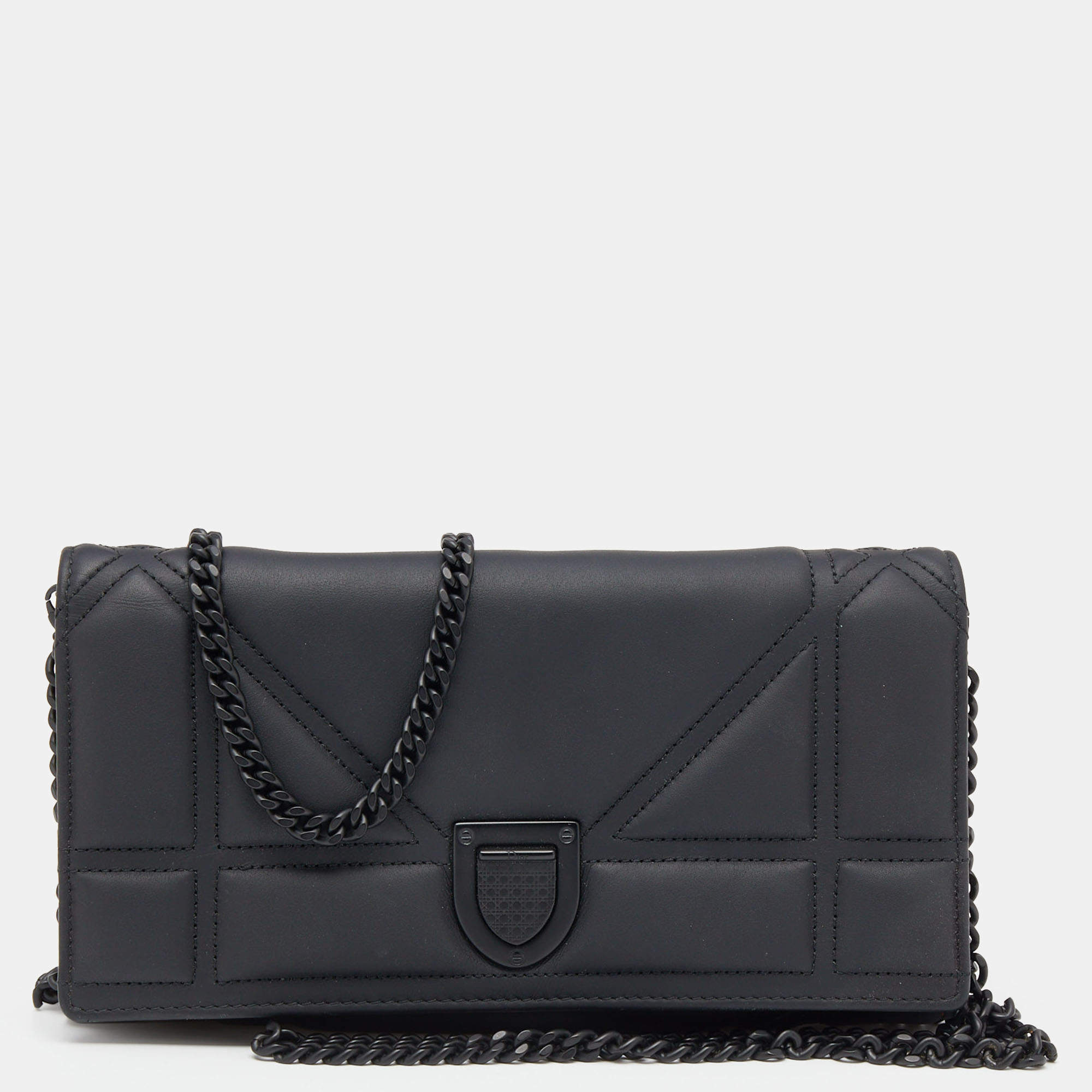 Dior Matte Black Leather Diorama Wallet On Chain Dior | The Luxury Closet