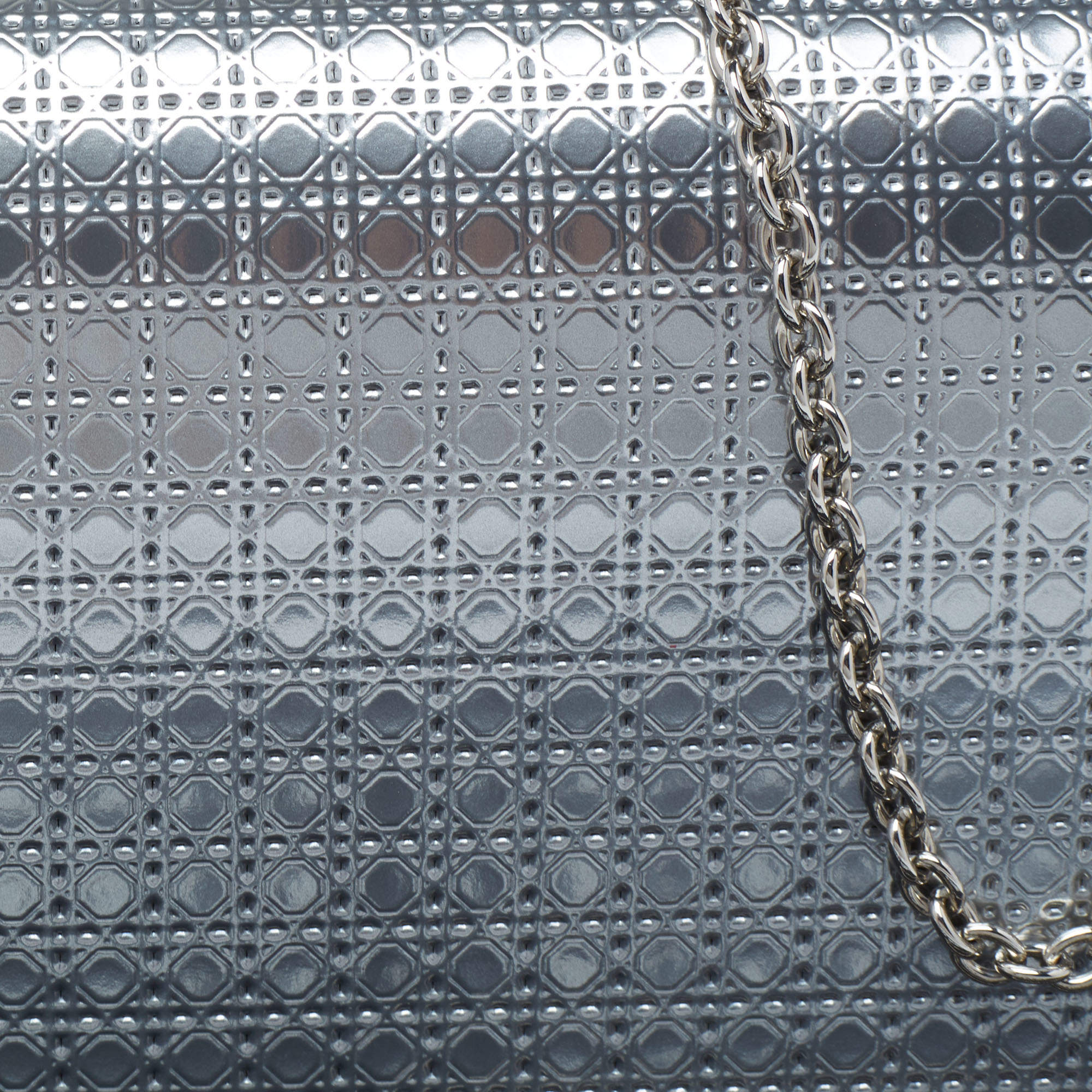 Christian Dior Lady Dior Croisiere Perforated Clutch in Silver — UFO No More
