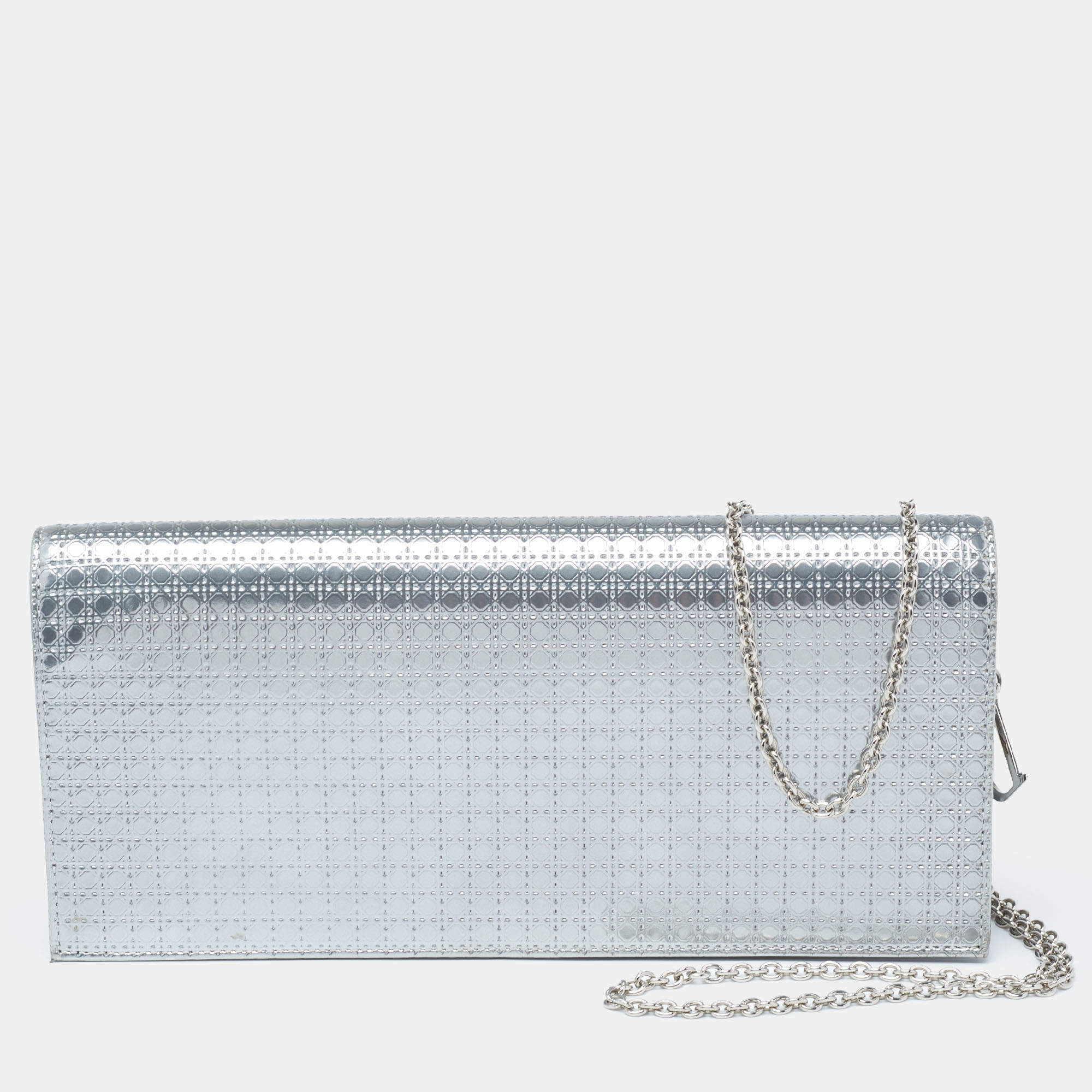 Christian Dior Lady Dior Croisiere Perforated Clutch in Silver — UFO No More