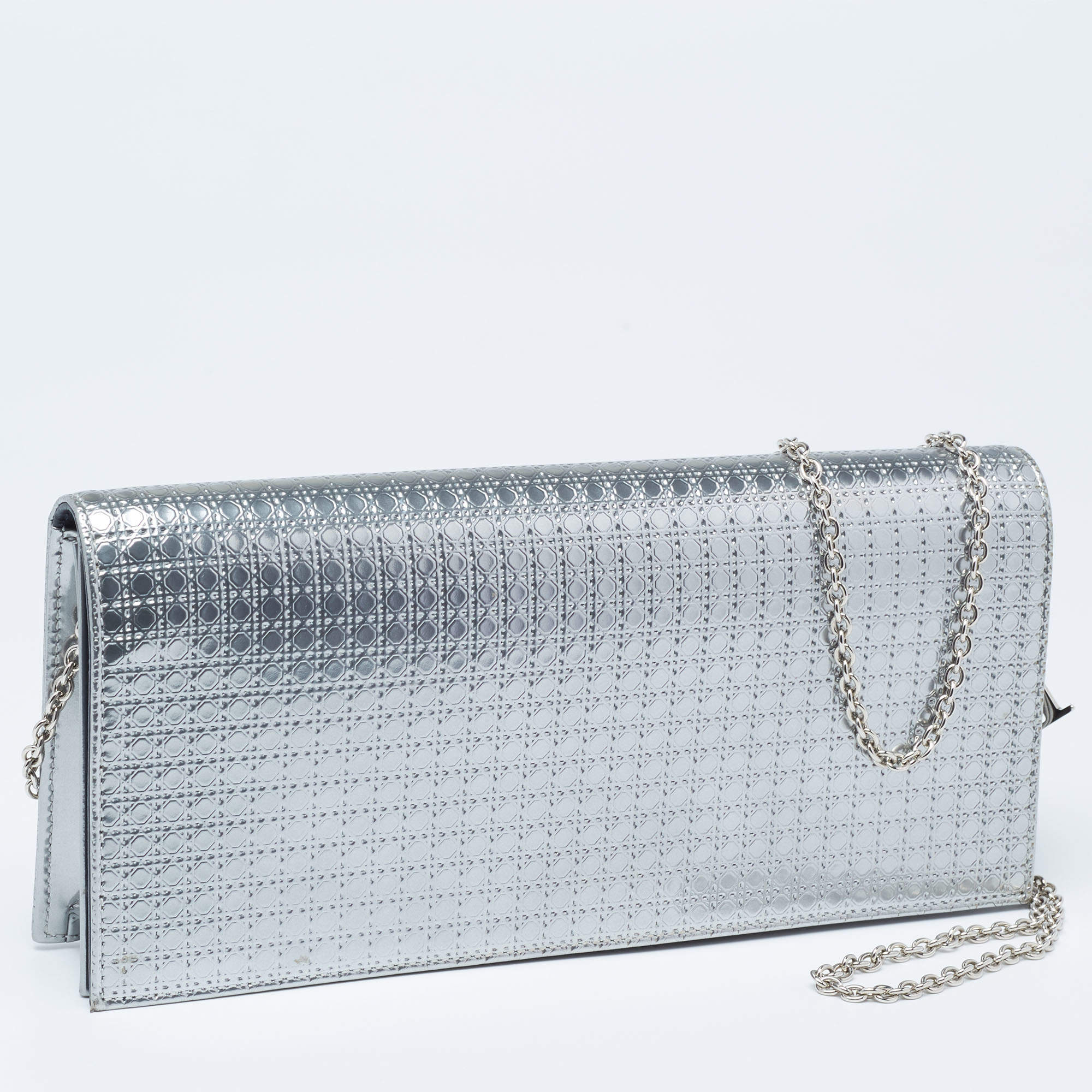 Christian Dior Lady Dior Croisiere Perforated Clutch in Silver — UFO No More