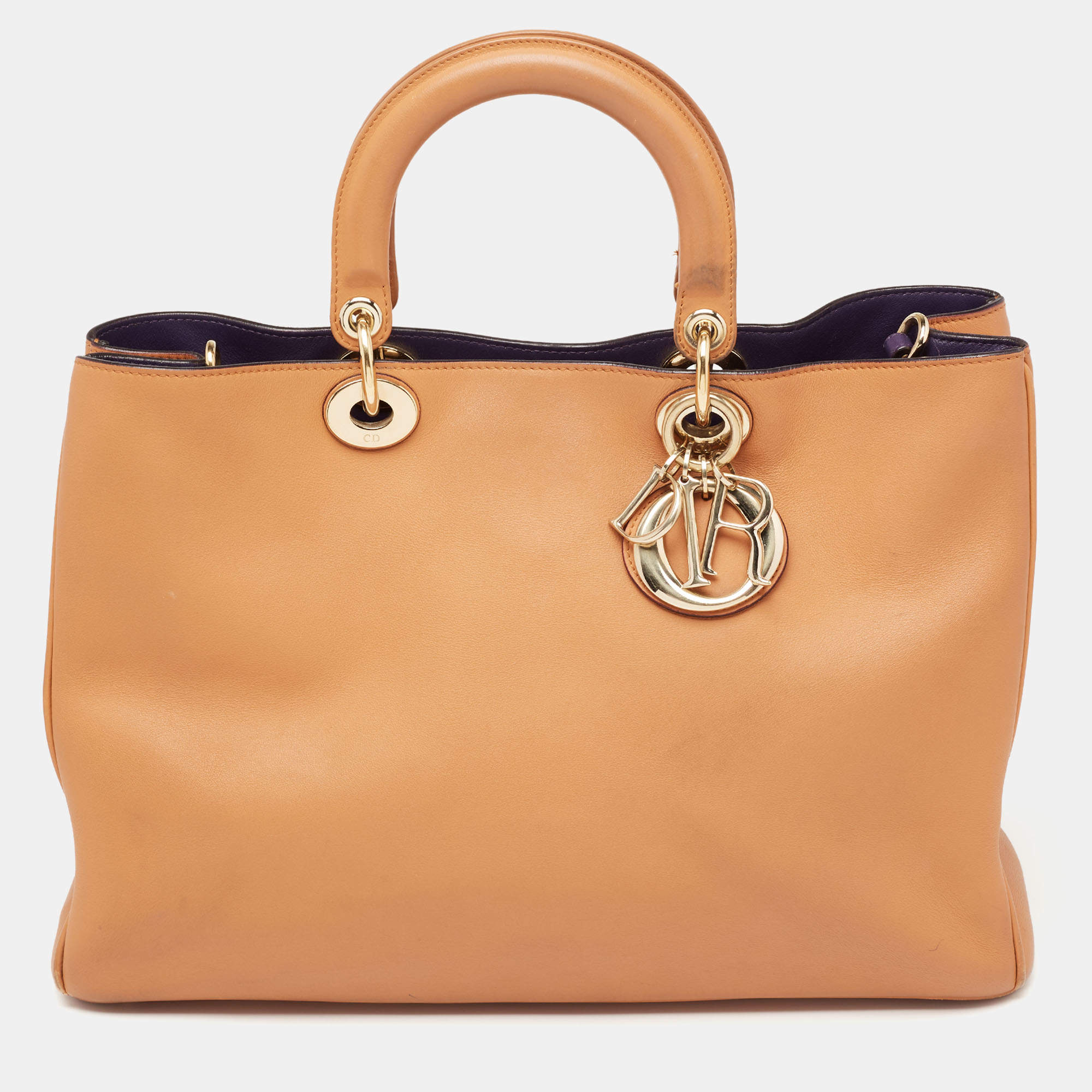 Pre Owned Dior Brown Leather Large Diorissimo Shopper Tote