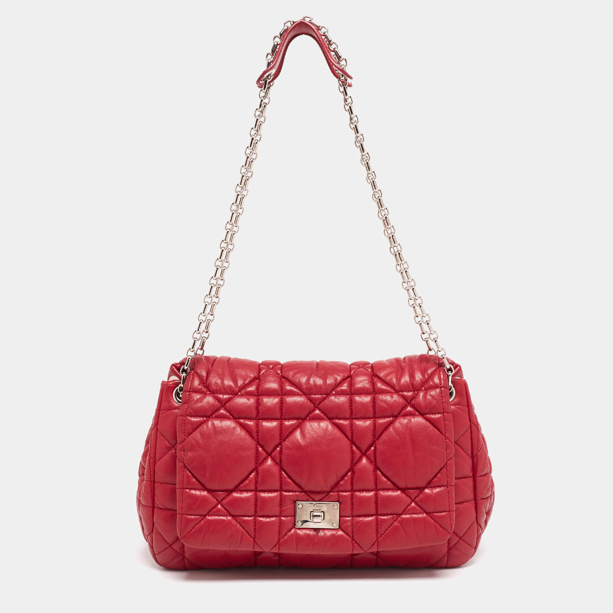 مملوكة مسبقًا Dior Red Cannage Soft Leather Milly La Forêt Shoulder Bag