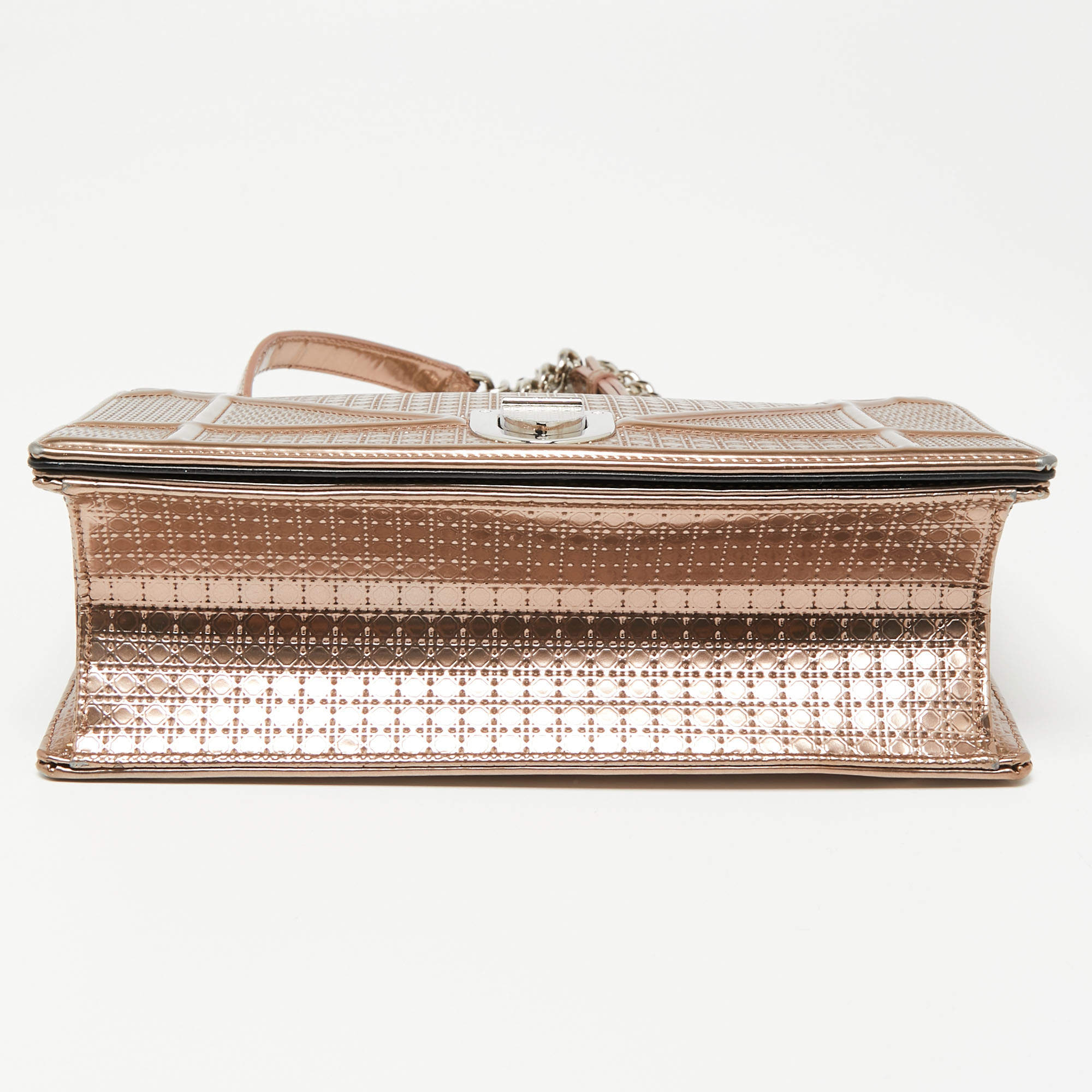 Dior Metallic Rose Gold Microcannage Patent Leather Medium Diorama Shoulder  Bag at 1stDibs