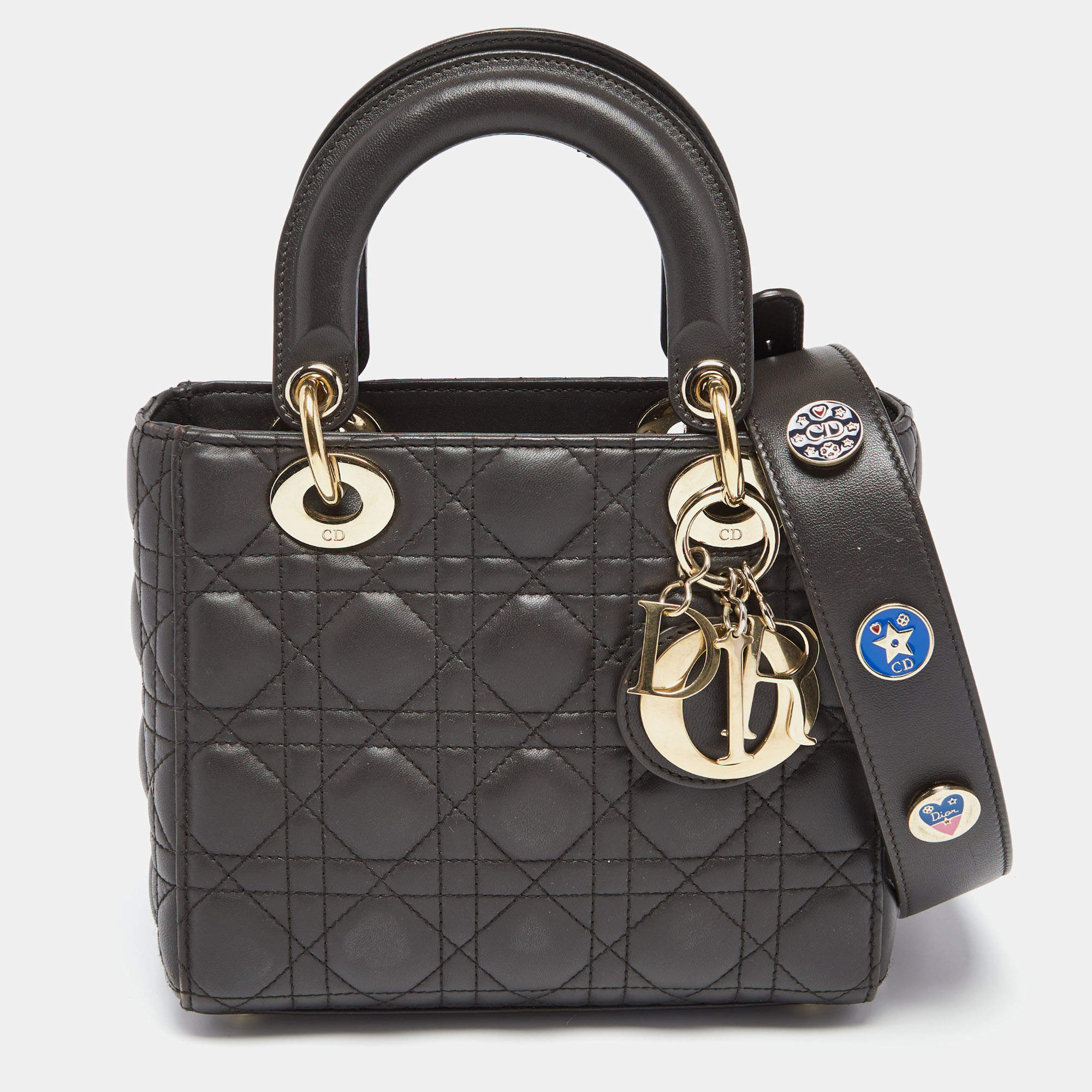 Pre Owned Dior Khaki Green Cannage Leather Small My ABCDior Lady Dior Tote