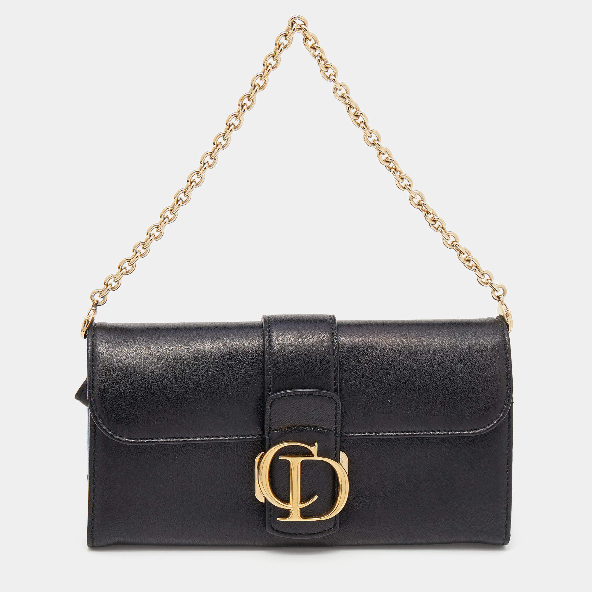 Pre Owned محفظة بسلسلة ديور مونتايغن 30 جلد أسود