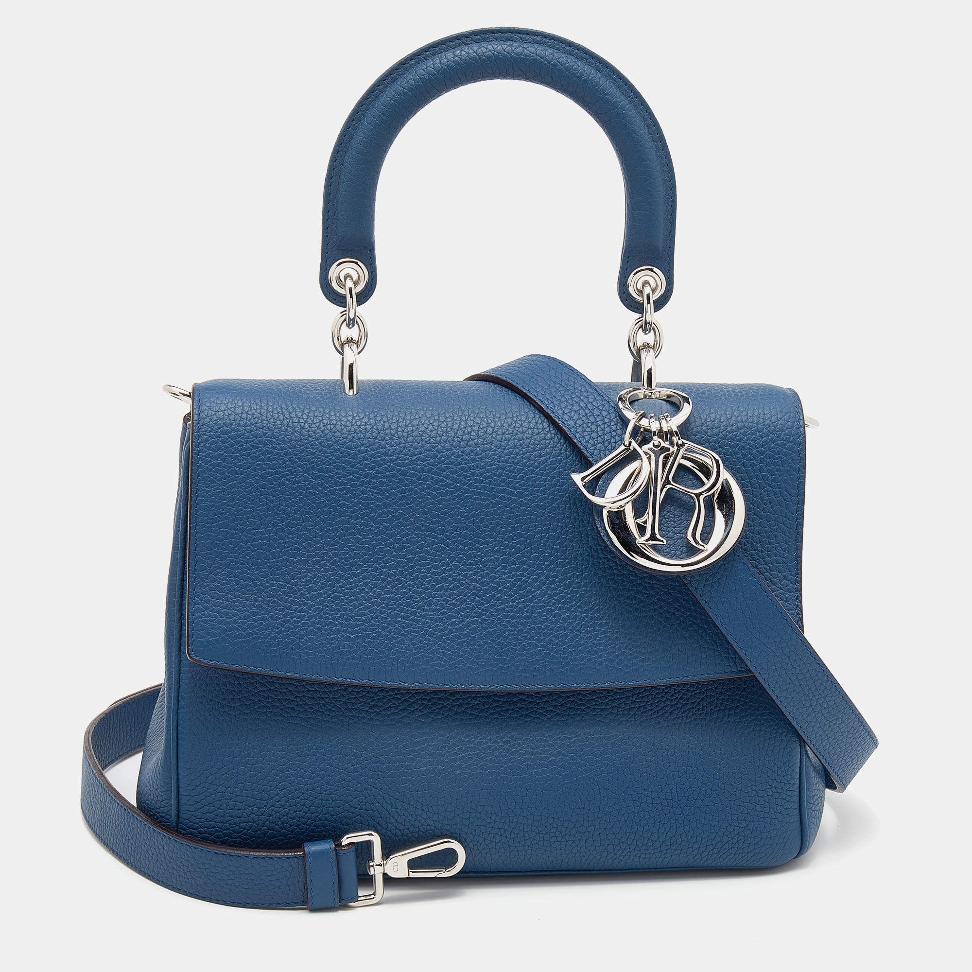 Pre Owned Dior Blue Leather Small Be Dior Flap Top Handle Bag