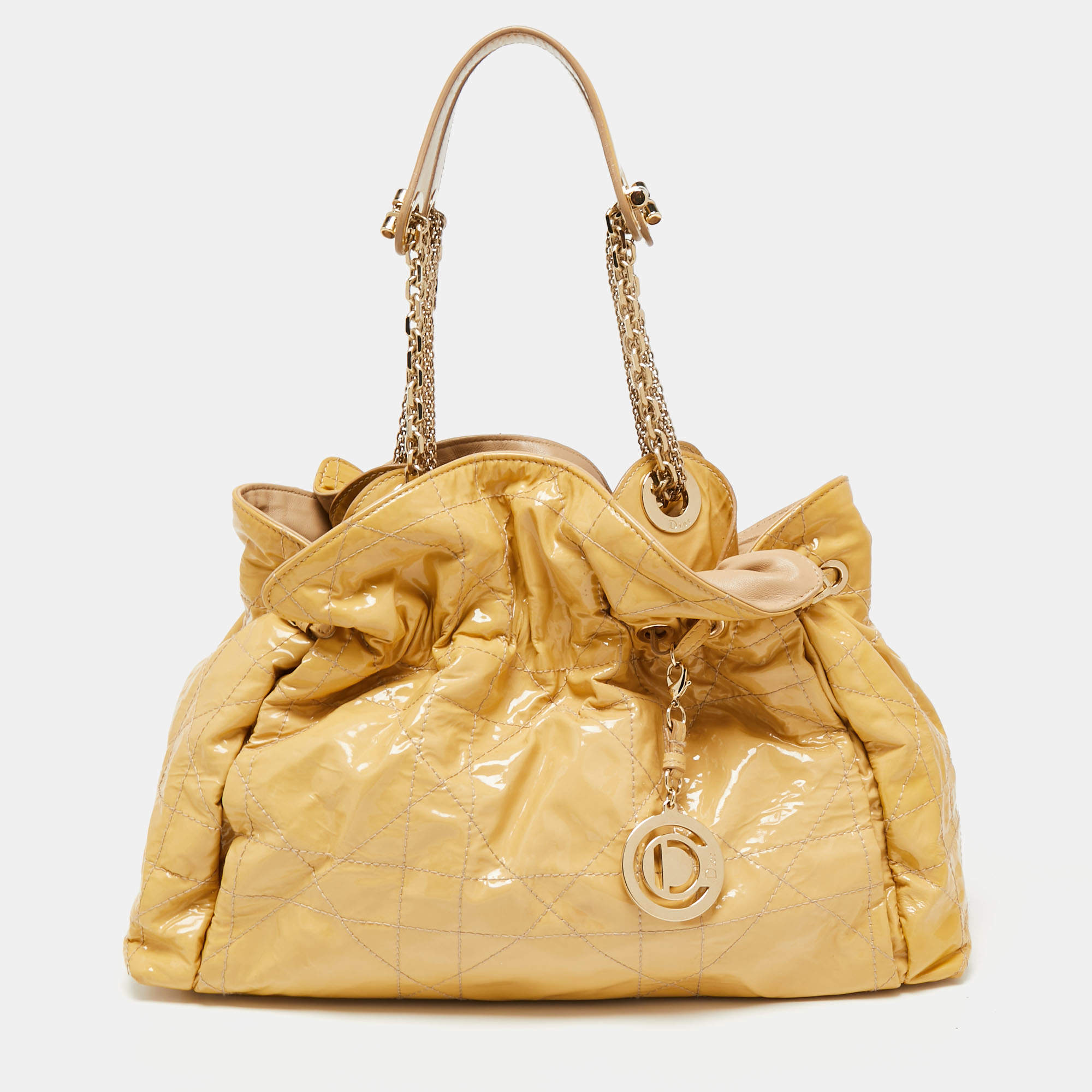 Pre Owned Dior Beige Patent Leather Le Trente Hobo