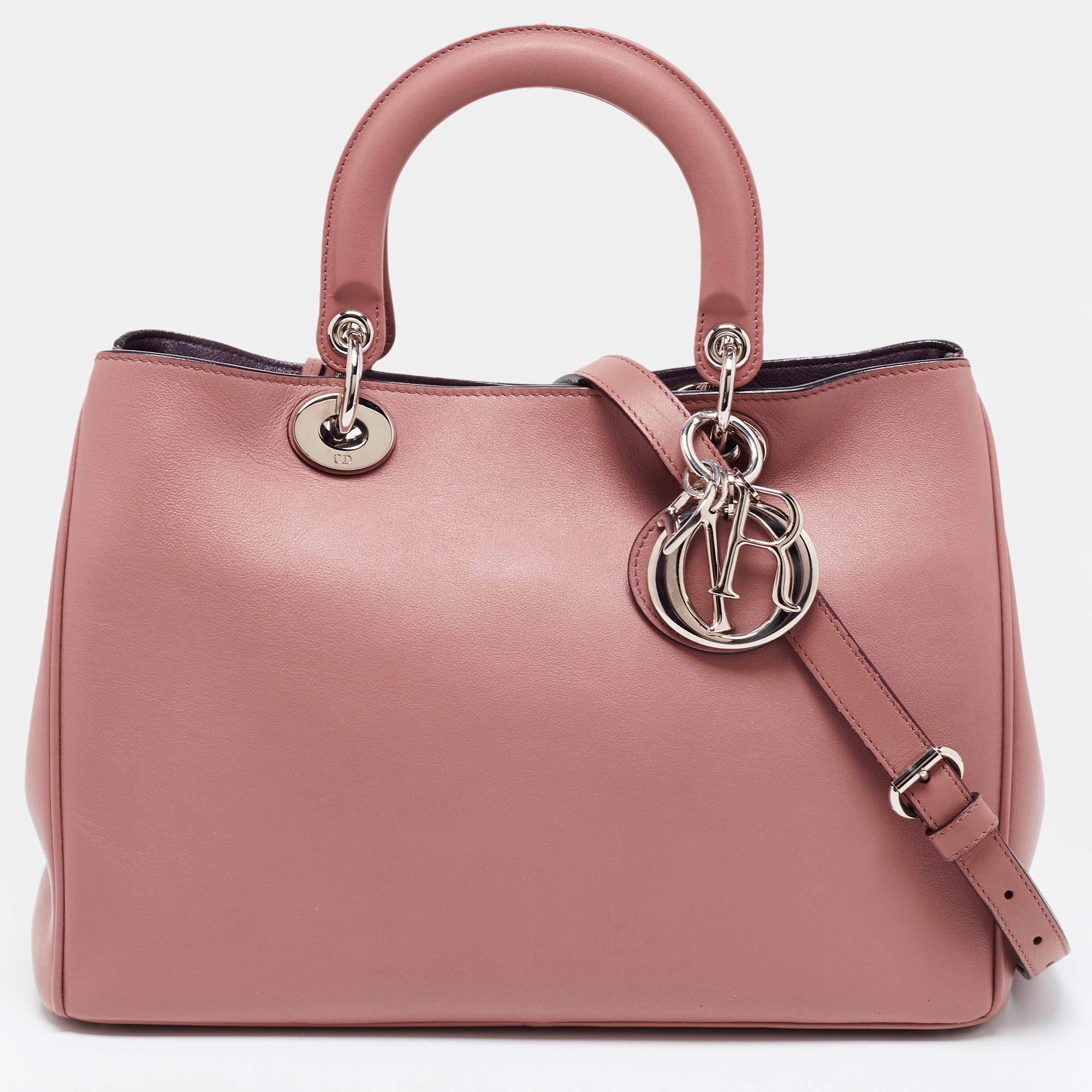 Dior Old Rose Leather Medium Diorissimo Shopper Tote