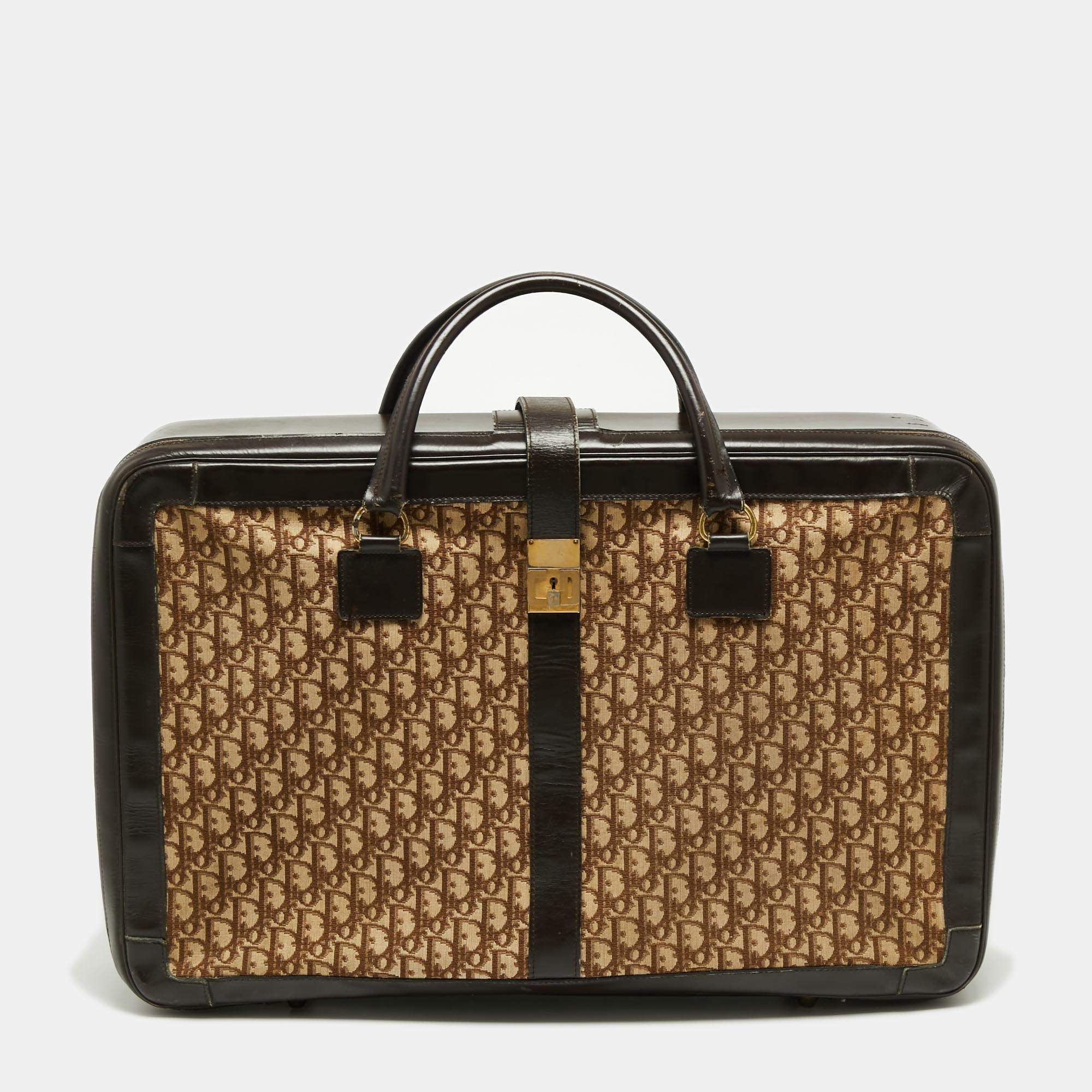 Dior Beige/Brown Diorissimo Canvas and Leather Vintage Suitcase