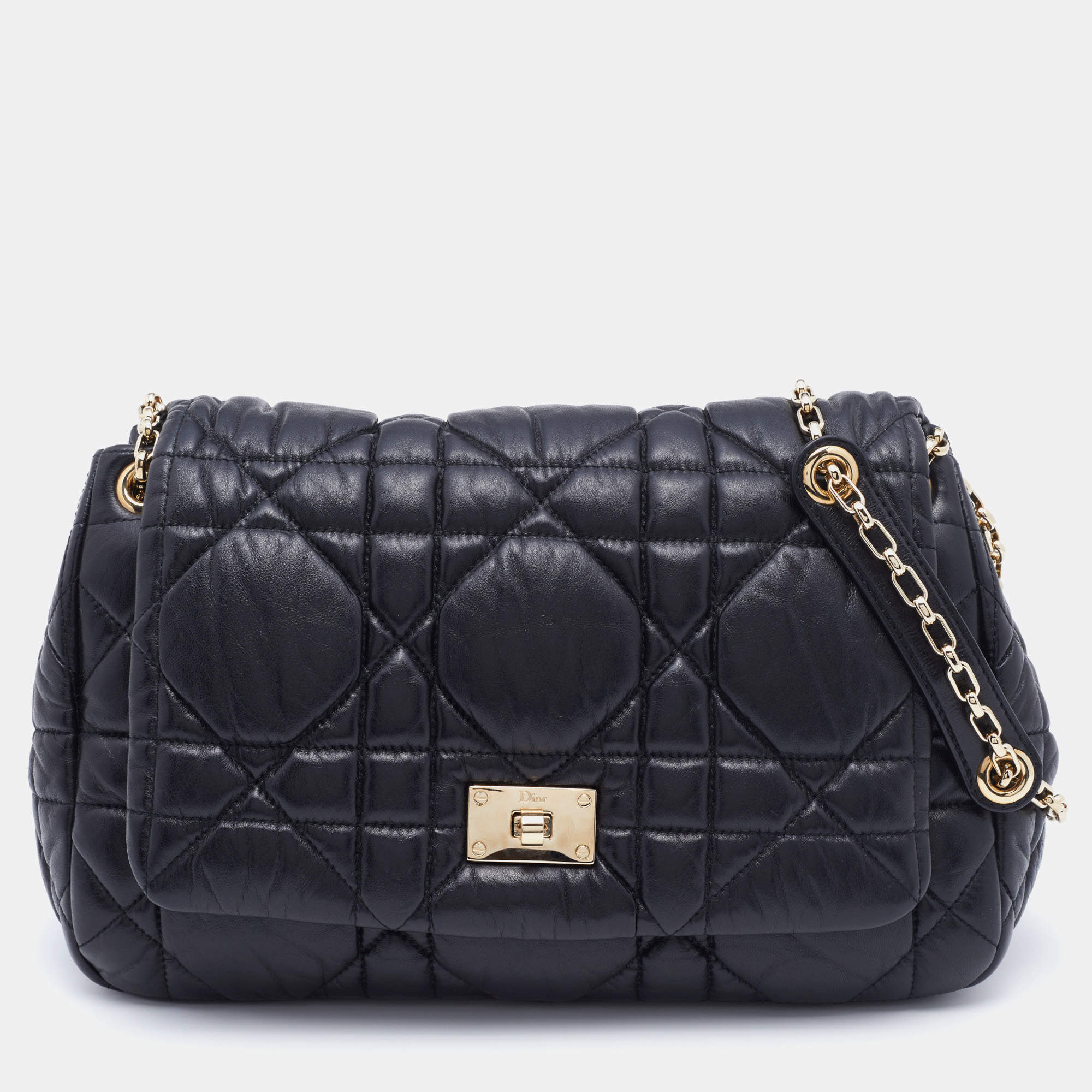 Dior Black Cannage Quilted Leather Milly La Foret Shoulder Bag Dior ...