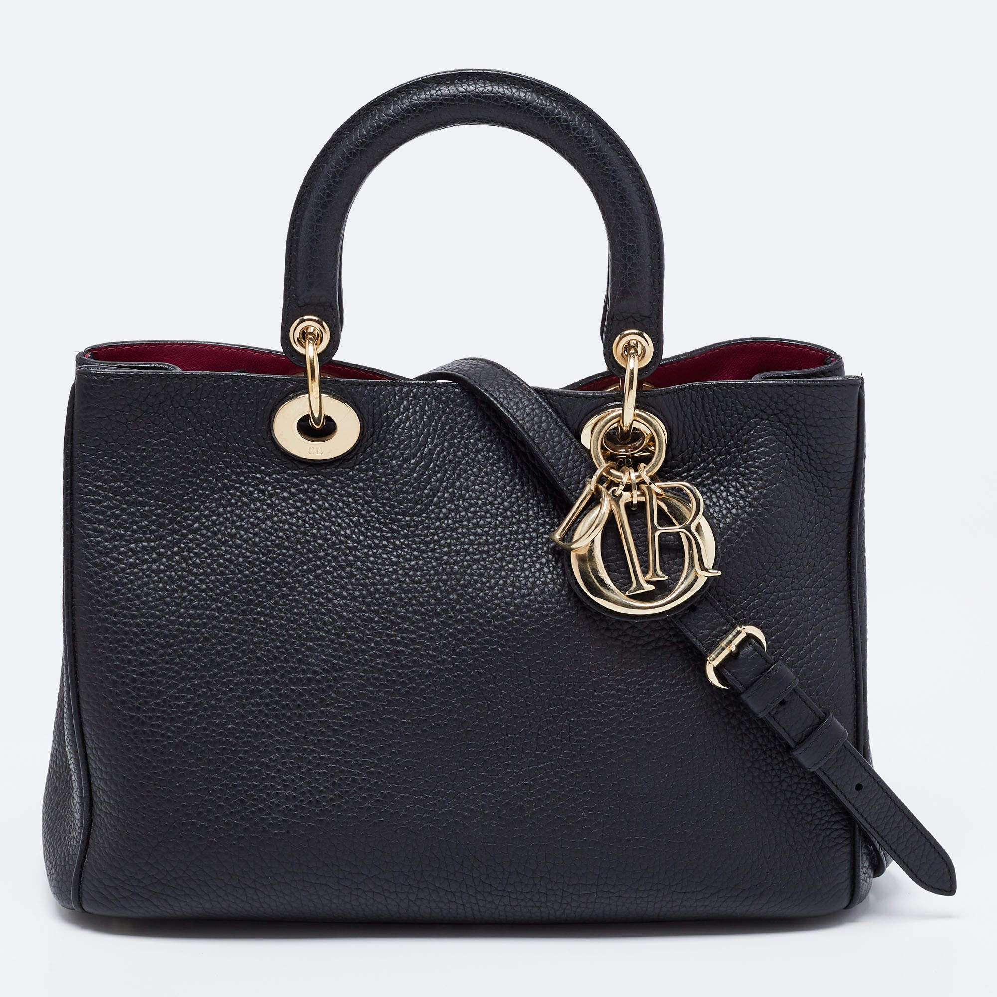 Dior Black Leather Medium Diorissimo Shopper Tote Dior | The Luxury Closet