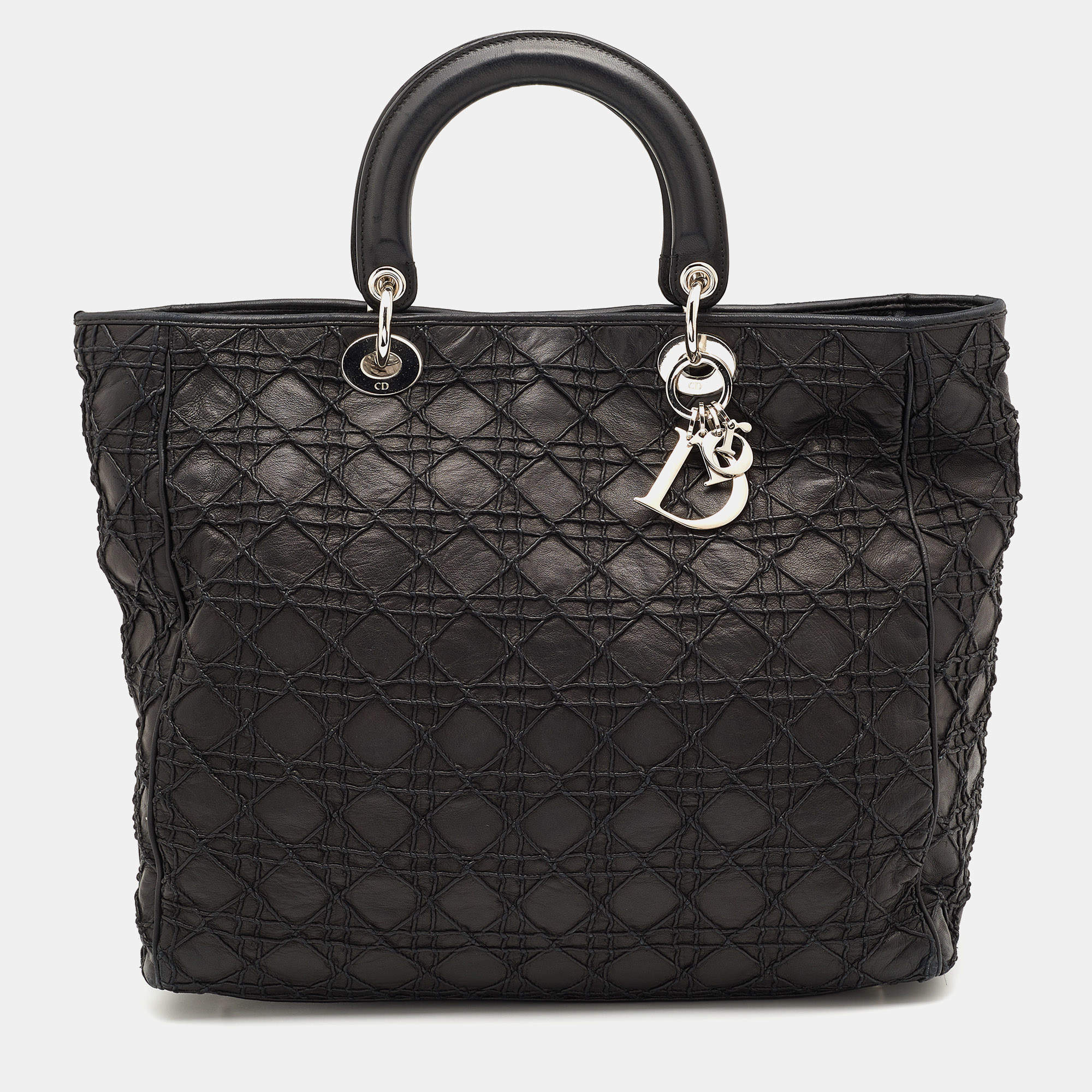 مملوكة مسبقًا Dior Black Cannage Soft Leather Lady Dior Tote