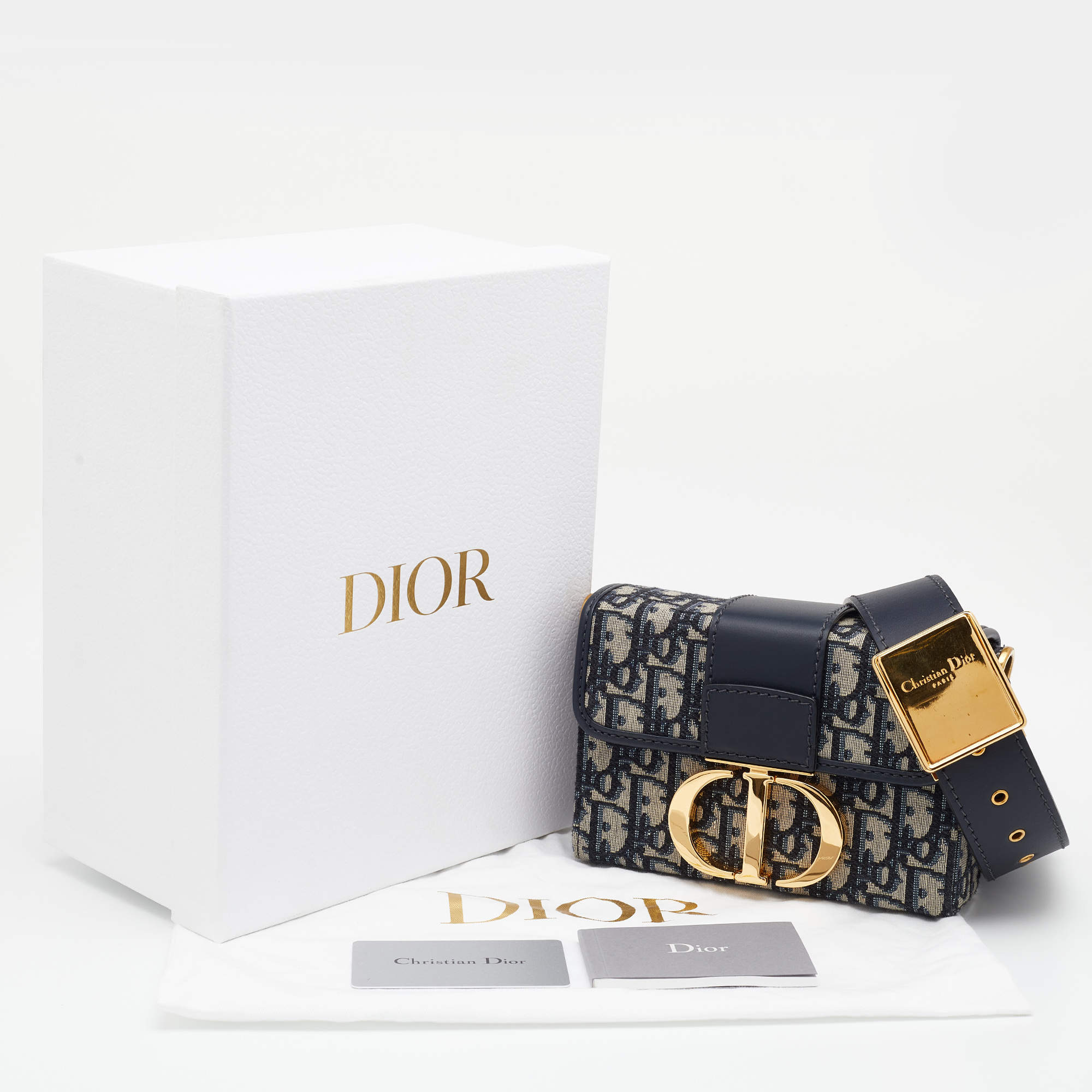 30 montaigne box cloth handbag Dior Blue in Cloth - 32362750