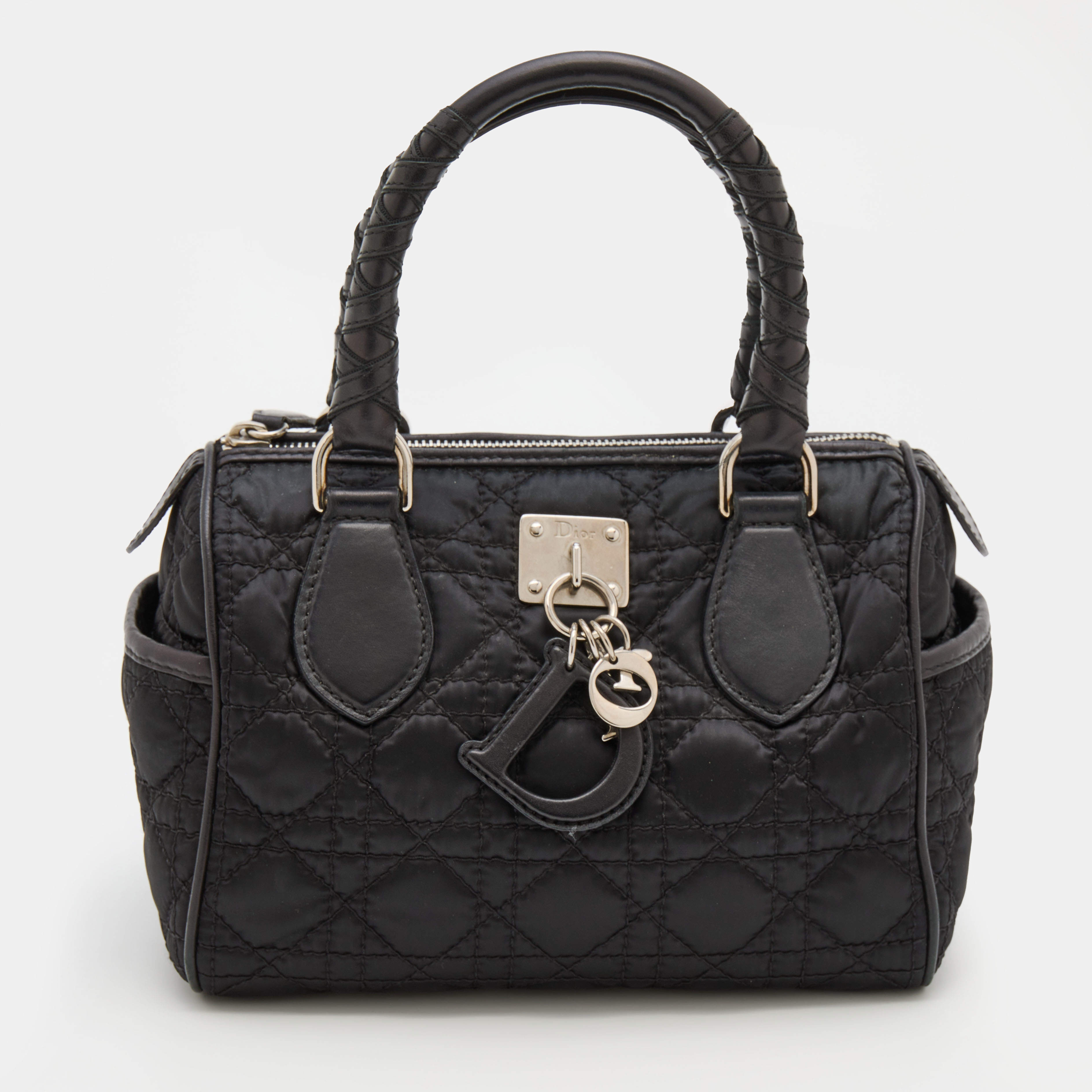 Dior Black Cannage Nylon And Leather Charming Boston Bag Dior | The ...