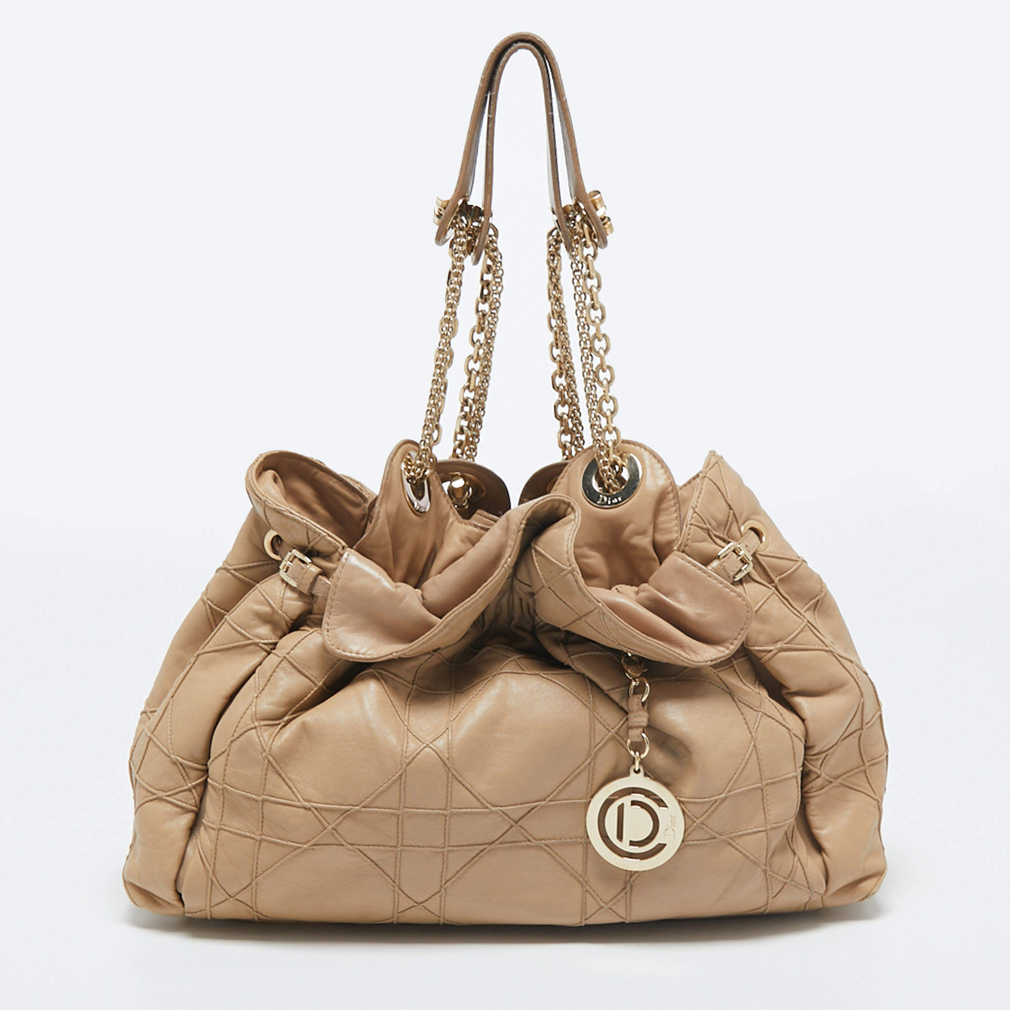 Pre Owned Dior Beige Cannage Leather Le Trente Hobo