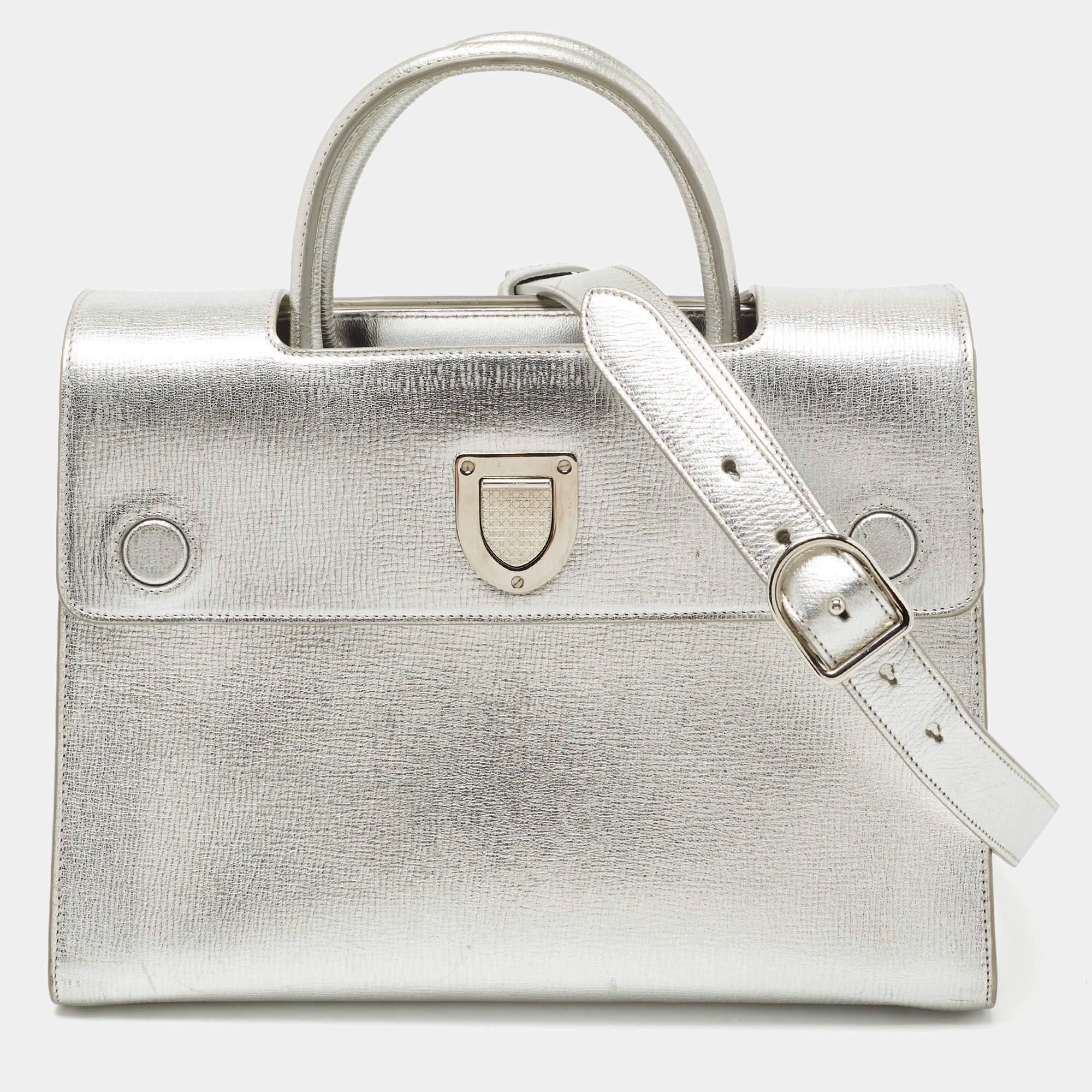 Dior Metallic Silver Leather Medium Diorever Tote