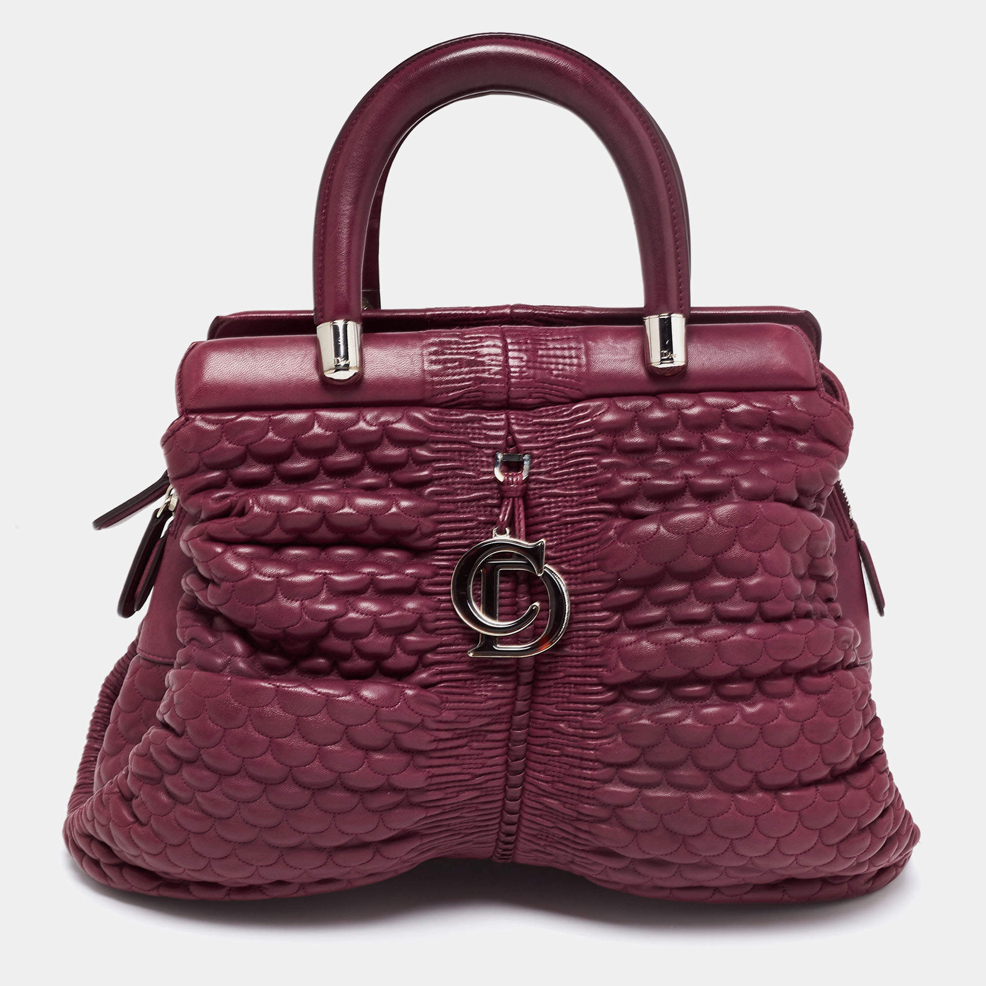 Dior Burgundy Leather Karenina Hermitage Satchel