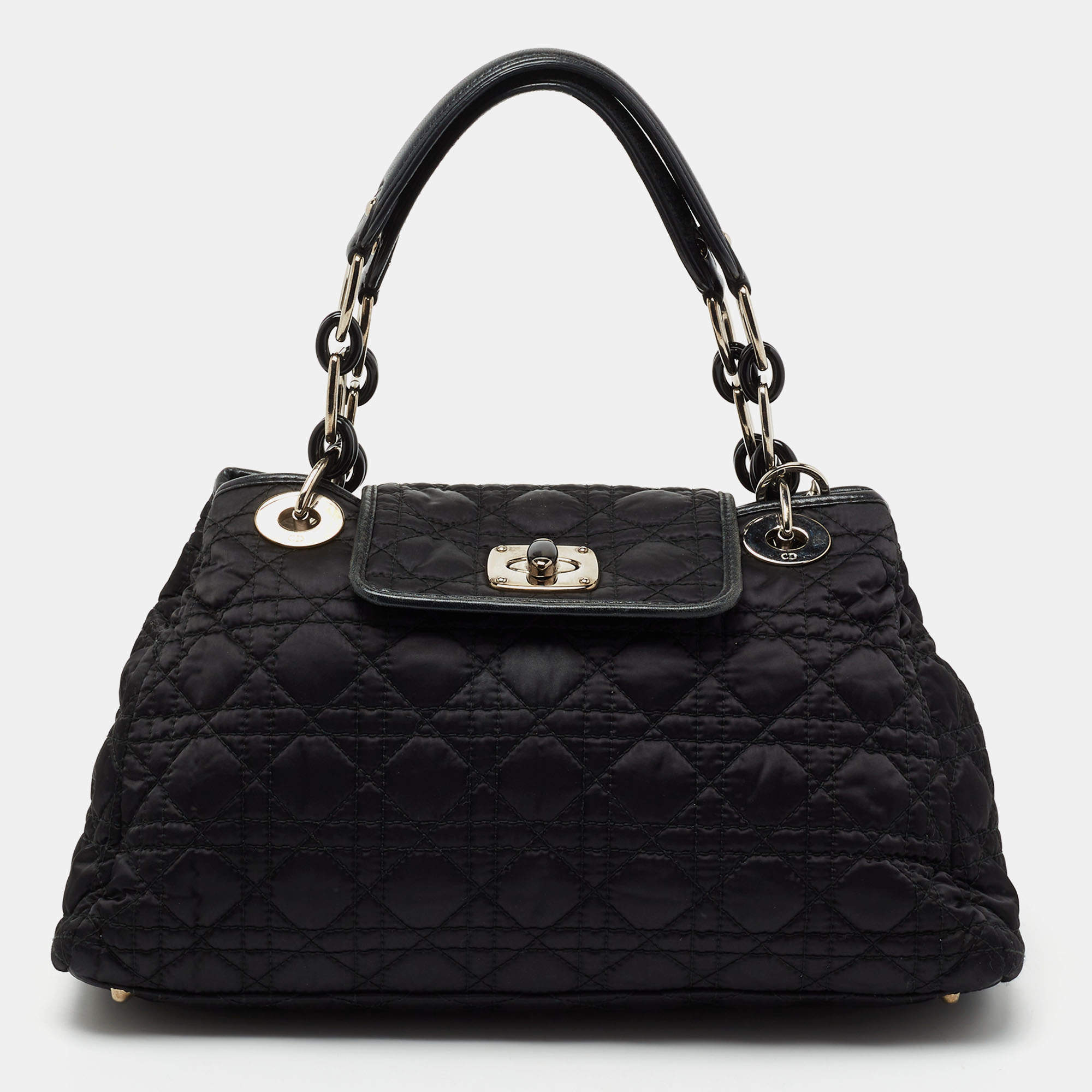 Pre Owned Dior Black Nylon And Leather Charming Satchel