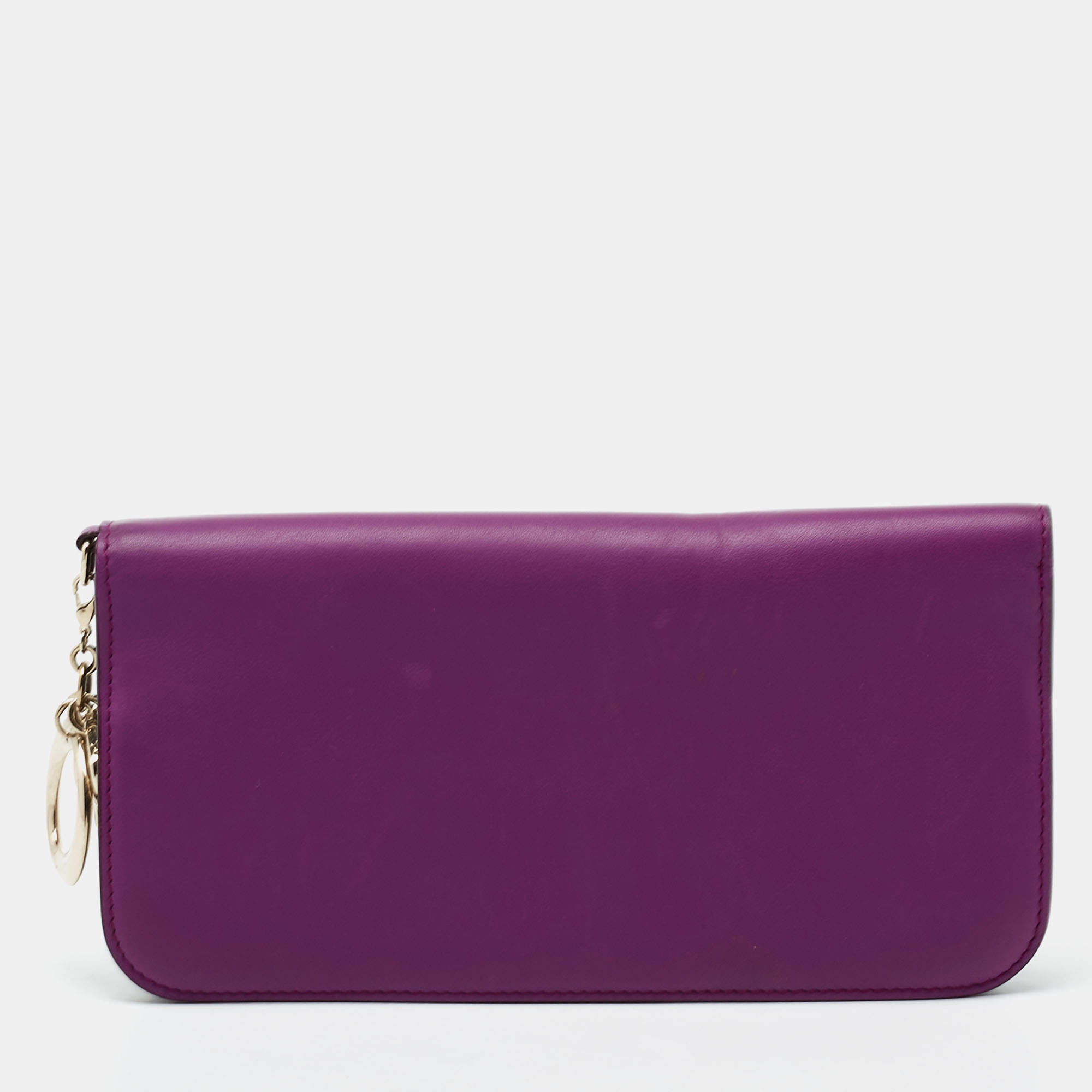 Pre Owned Dior Purple Leather Diorissimo Long Wallet