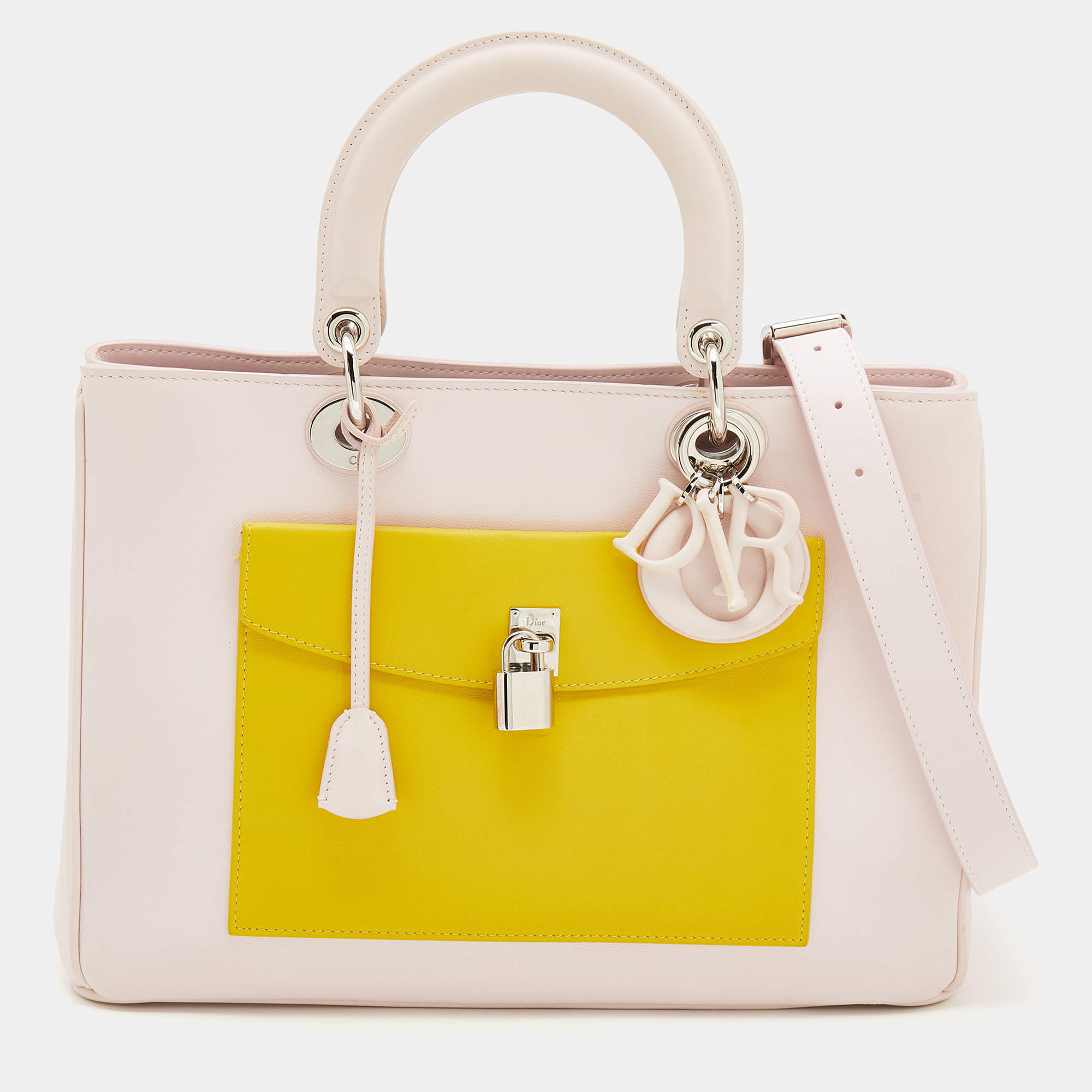 Pre Owned Dior Tri Color Leather Diorissimo Pocket Tote