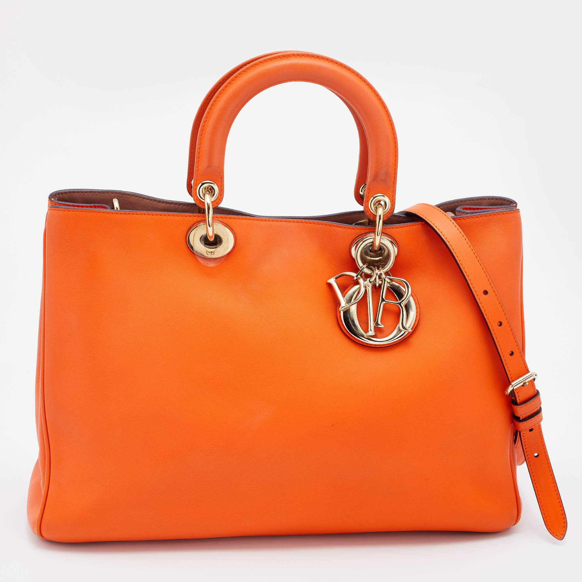 Dior Orange Leather Large Diorissimo Shopper Tote Dior | The Luxury Closet