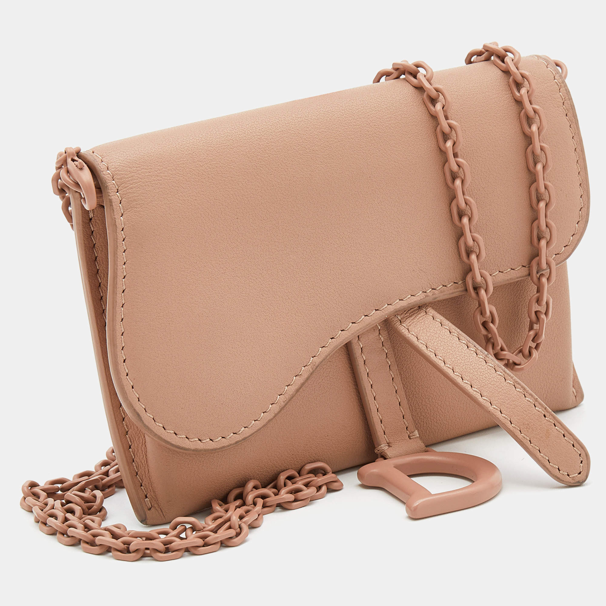 Dior, Bags, Dior Ultra Matte Calfskin Nano Saddle Chain Pouch Pink