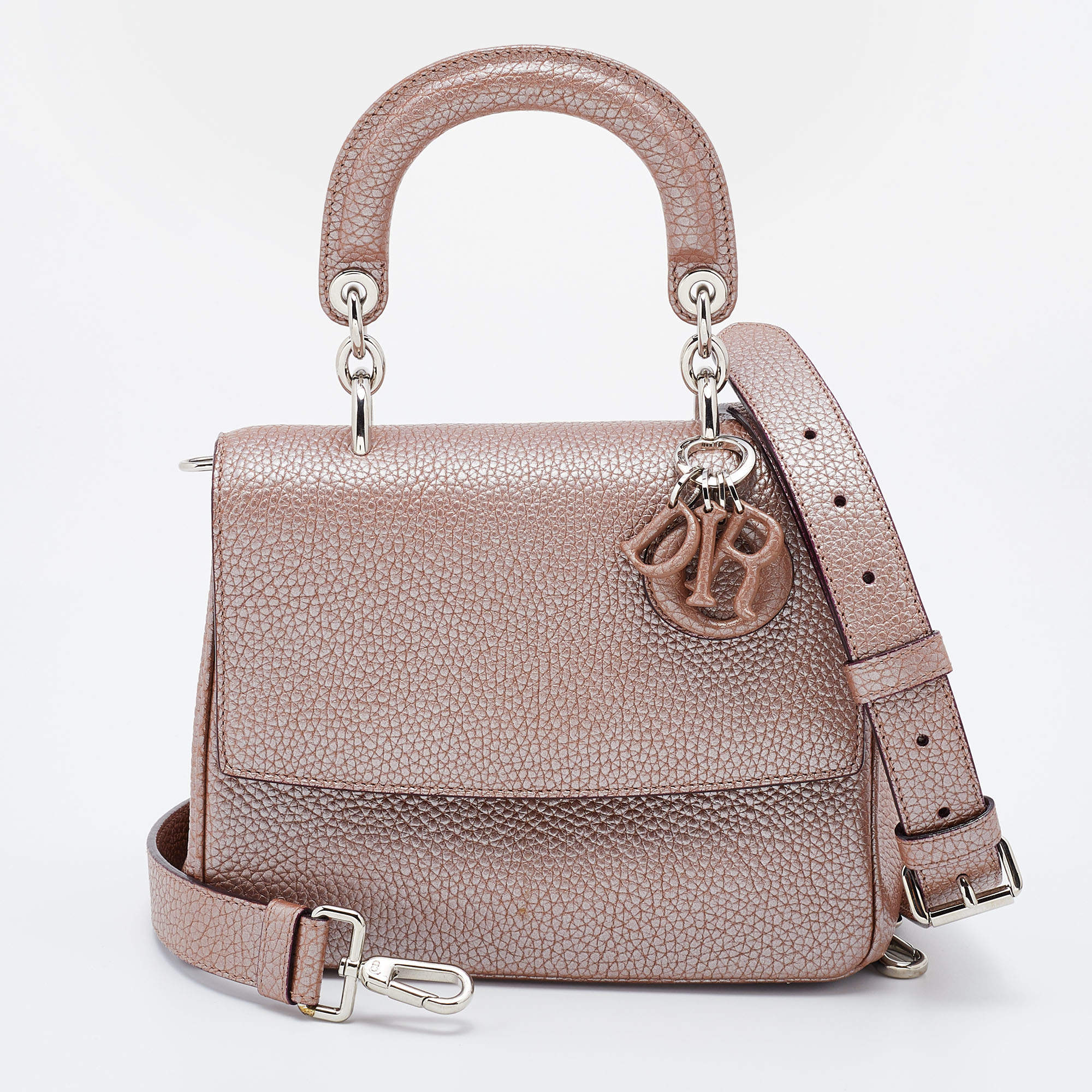 Pre Owned Dior Mocha Leather Mini Be Dior Flap Bag