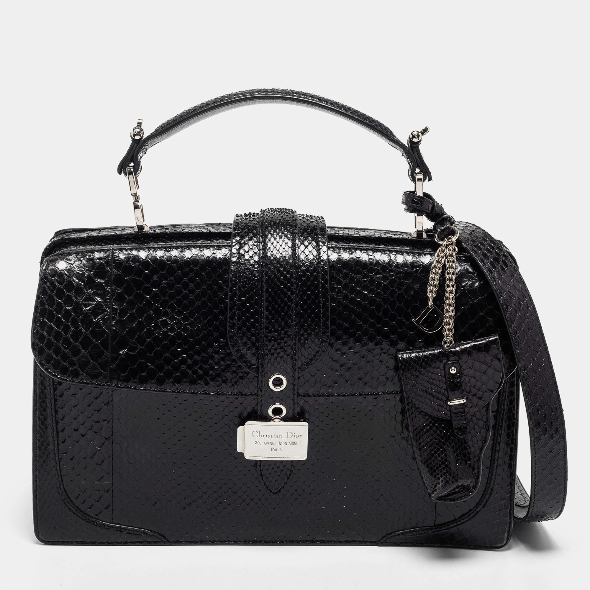 مملوكة مسبقًا Dior Black Python Top Handle Bag