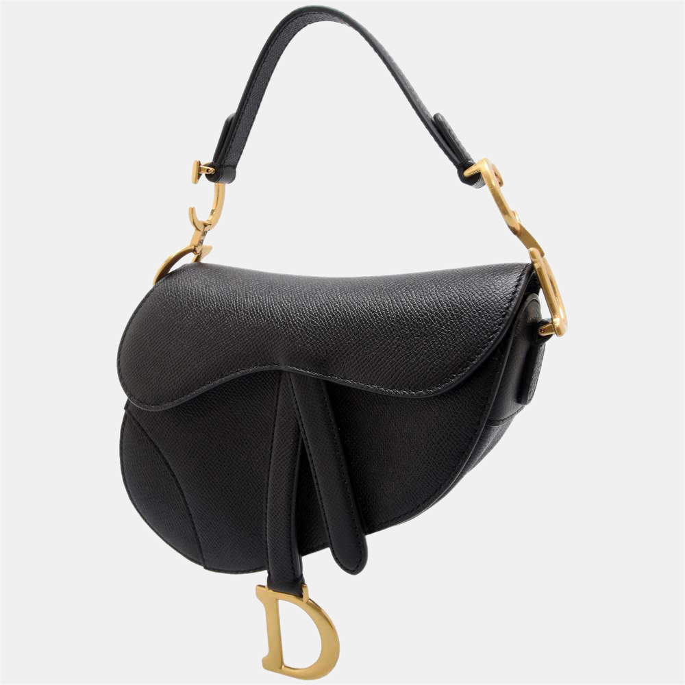 Pre Owned Dior Black Leather Saddle Mini Shoulder Bag 