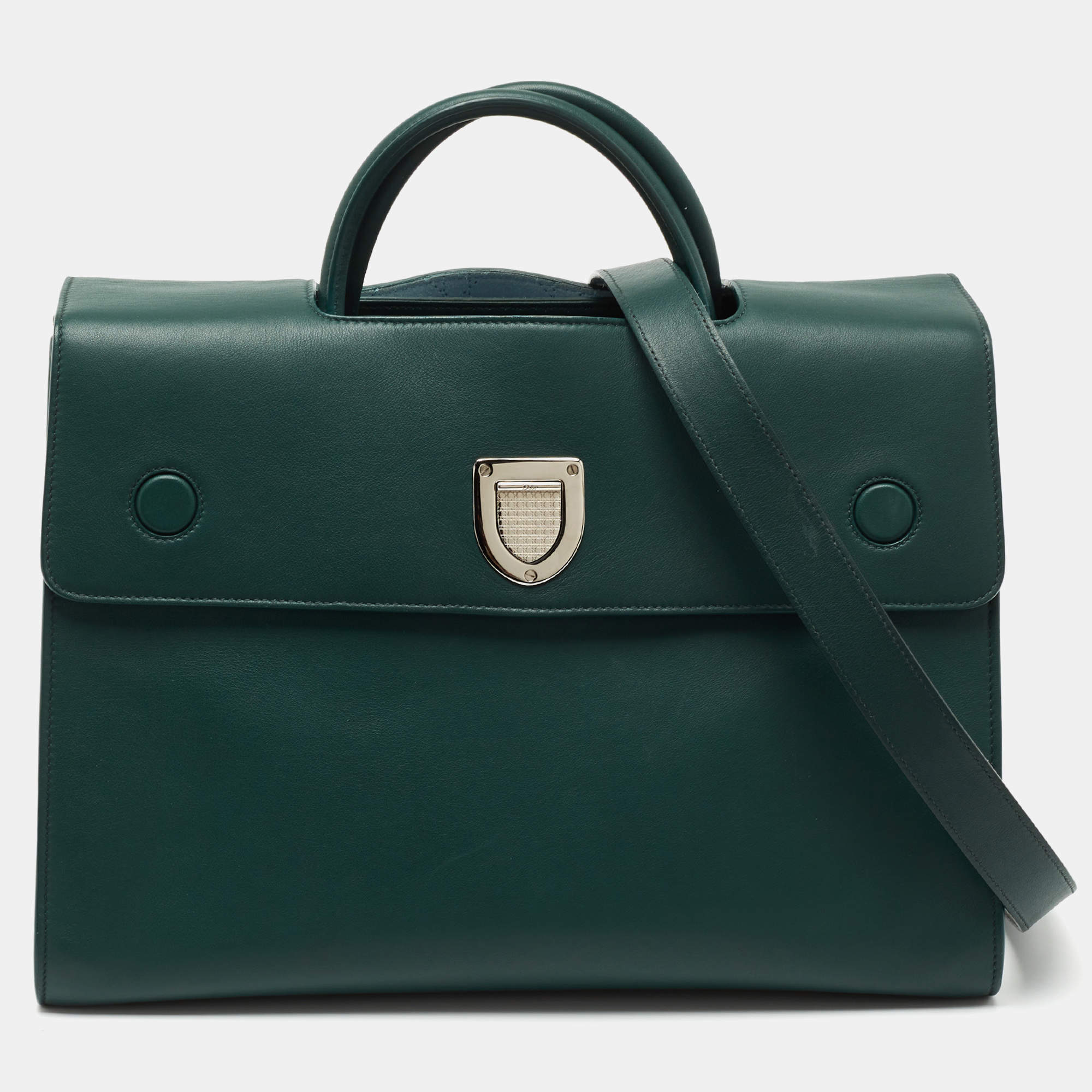 Pre Owned Dior Green Leather Large Diorever Tote
