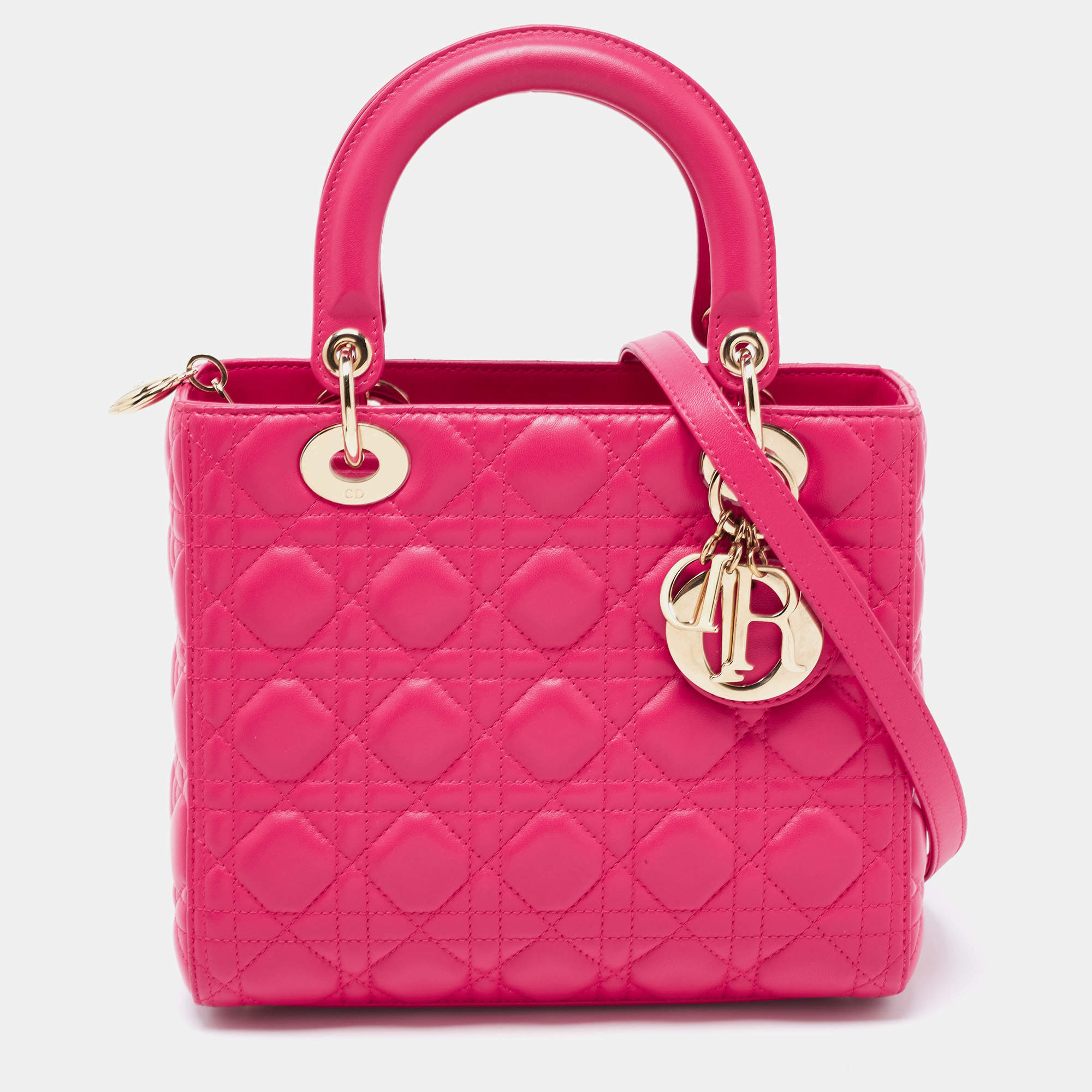 Dior Fuchsia Cannage Leather Medium Lady Dior Tote Dior The Luxury Closet