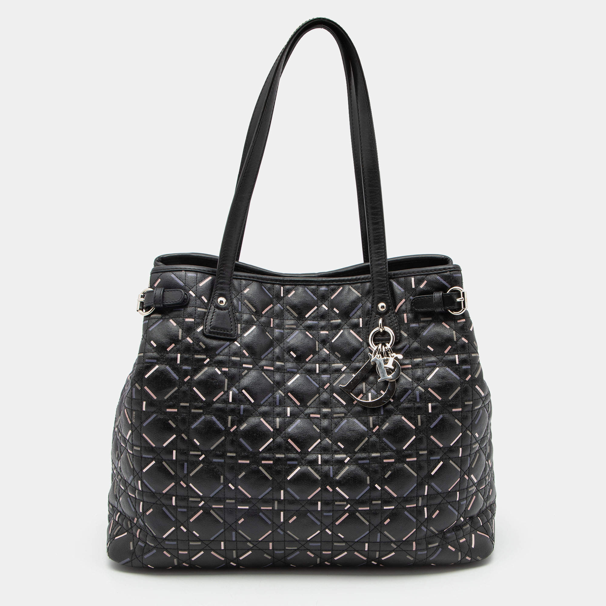Pre Owned Dior Black Printed Coated Canvas Panarea Tote