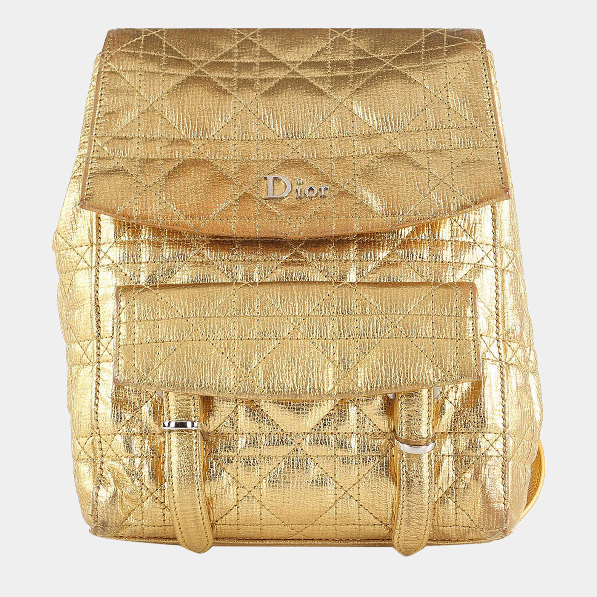 Dior Gold Leather Stardust Cannage Backpack Dior The Luxury Closet 