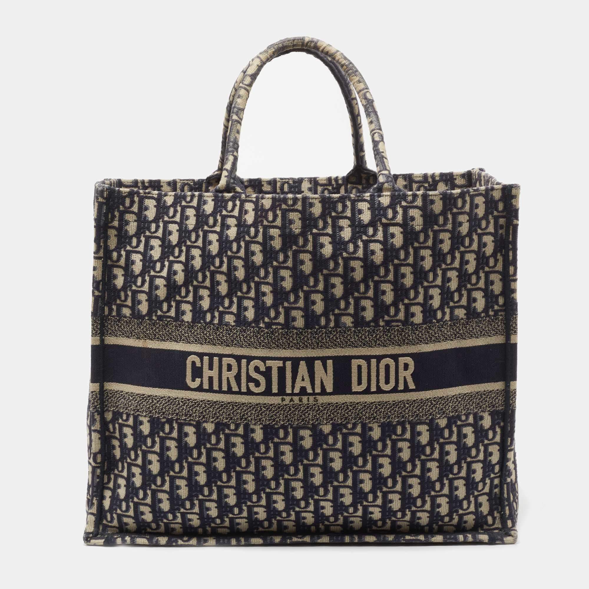 Dior Blue Oblique Canvas Large Book Tote